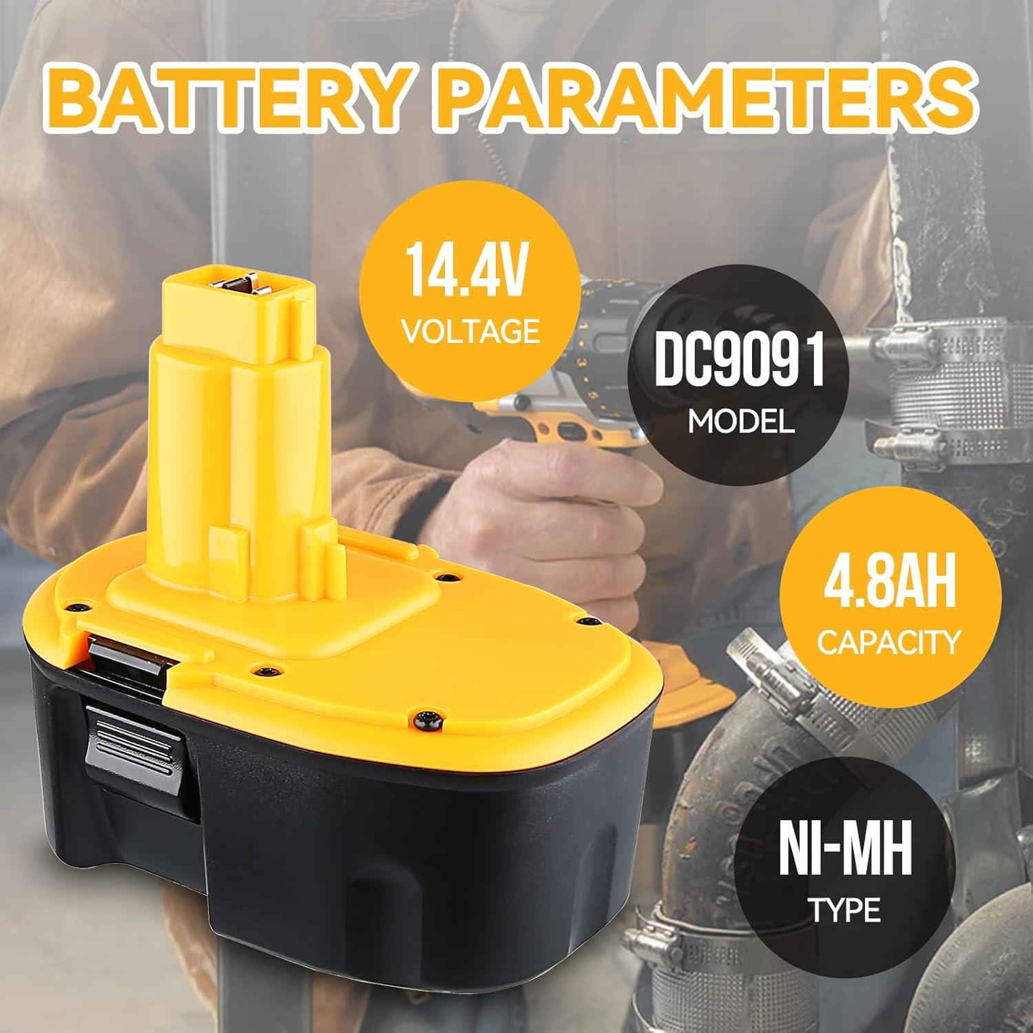 Batería Recargable Ni-MH Dewalt DC9091 14.4V 4800mAh Paquete de 2