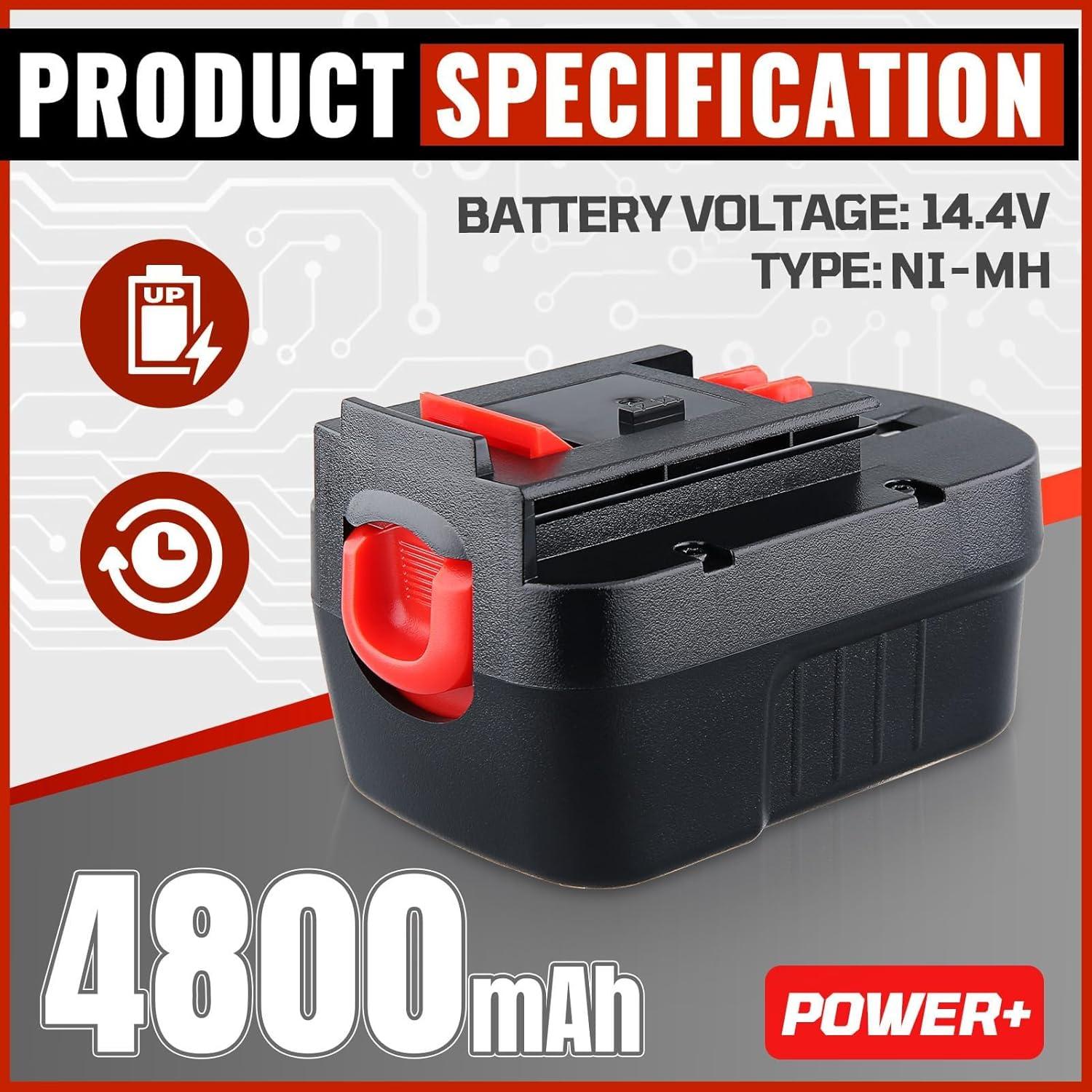 Paquete de 2 Baterías Ni-MH 14.4V 4.8Ah Black and Decker