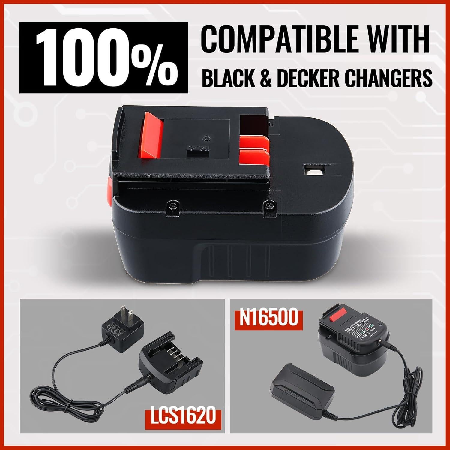 Paquete de 2 Baterías Ni-MH 14.4V 4.8Ah Black and Decker