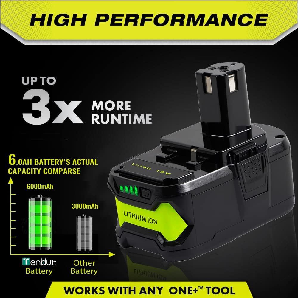 Batería de Litio 6.0Ah TenHutt para Ryobi 18V ONE+ - 2 Paquetes