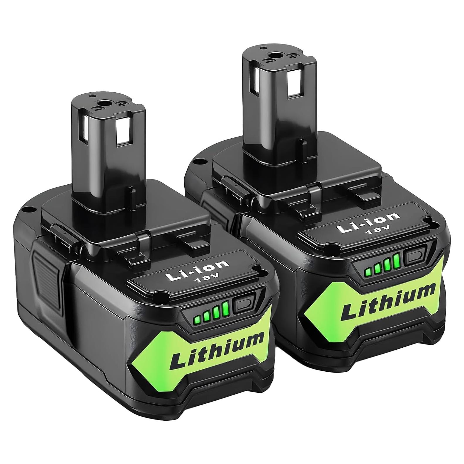 2 Baterías de Litio 18V 6000mAh Ryobi P108 Reemplazo