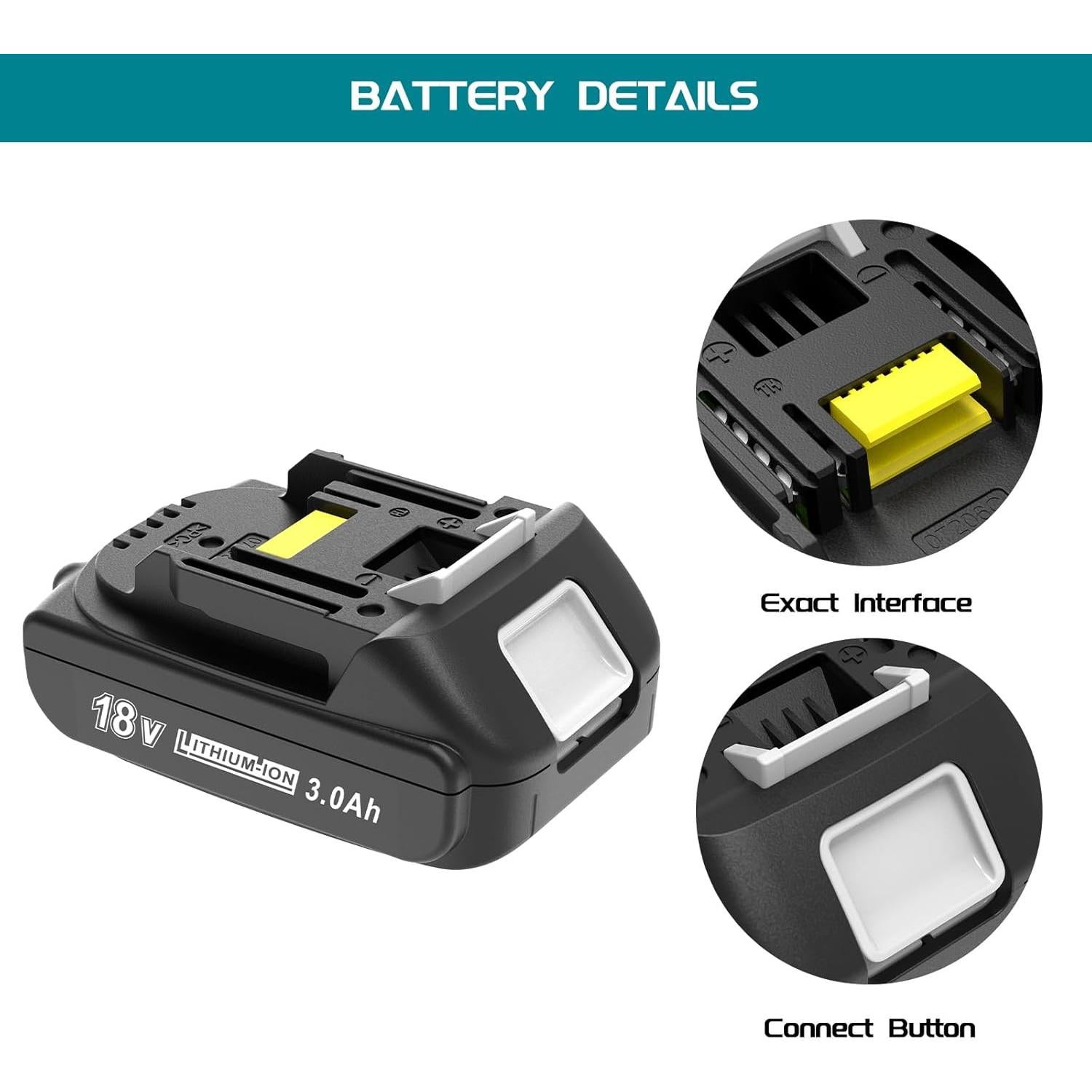 Paquete de 2 Baterías 3000mAh 18V Ion Litio WORTHMAH
