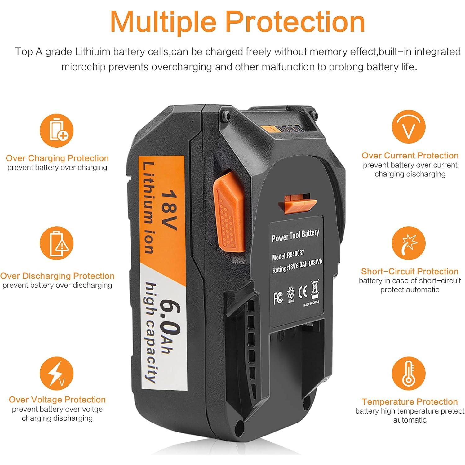 Batería de Litio 18V 6.0Ah TREE.NB para Herramientas Ridgid - 2 Paquetes