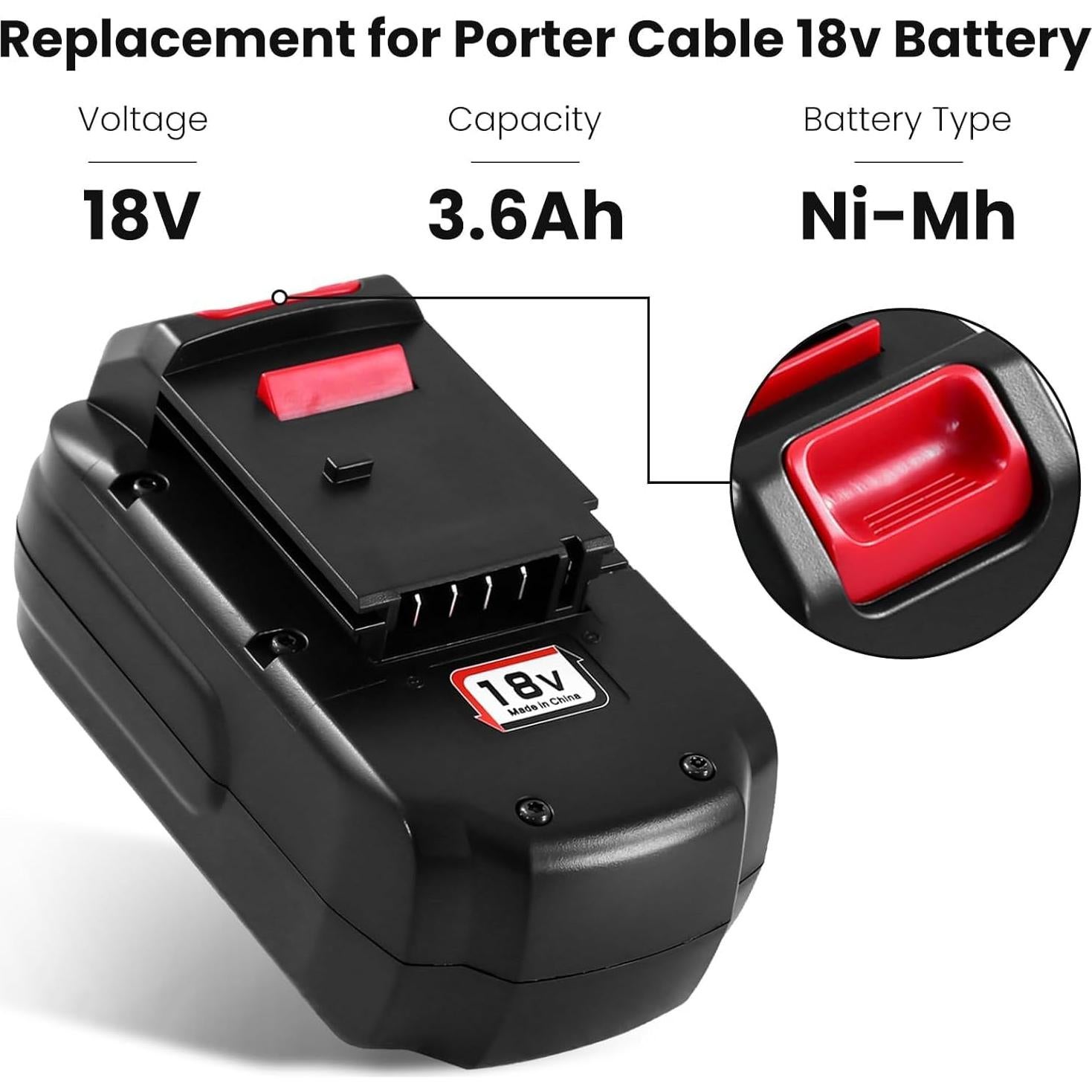 Paquete de 2 Baterías Ni-Mh 18V 3600mAh Topbatt para Porter Cable
