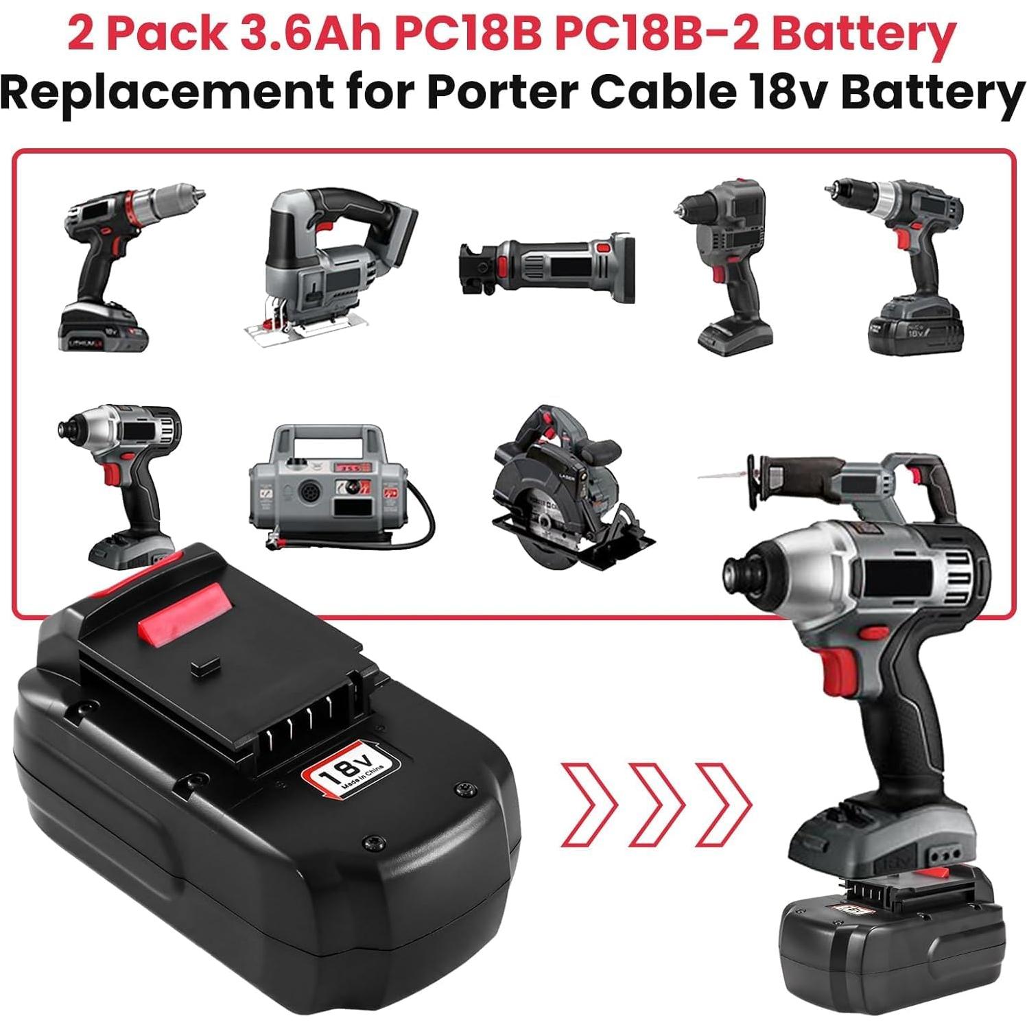 Paquete de 2 Baterías Ni-Mh 18V 3600mAh Topbatt para Porter Cable