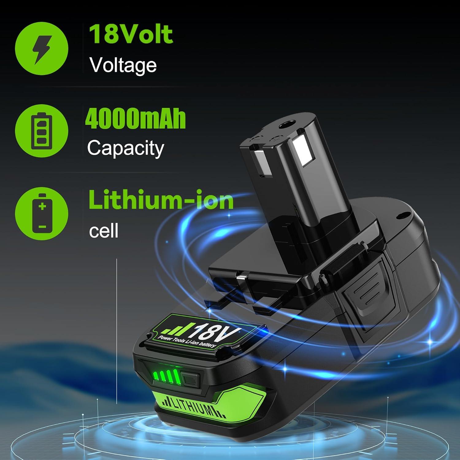 2 Baterías de Litio 18V Bonacell P107 para Ryobi ONE+