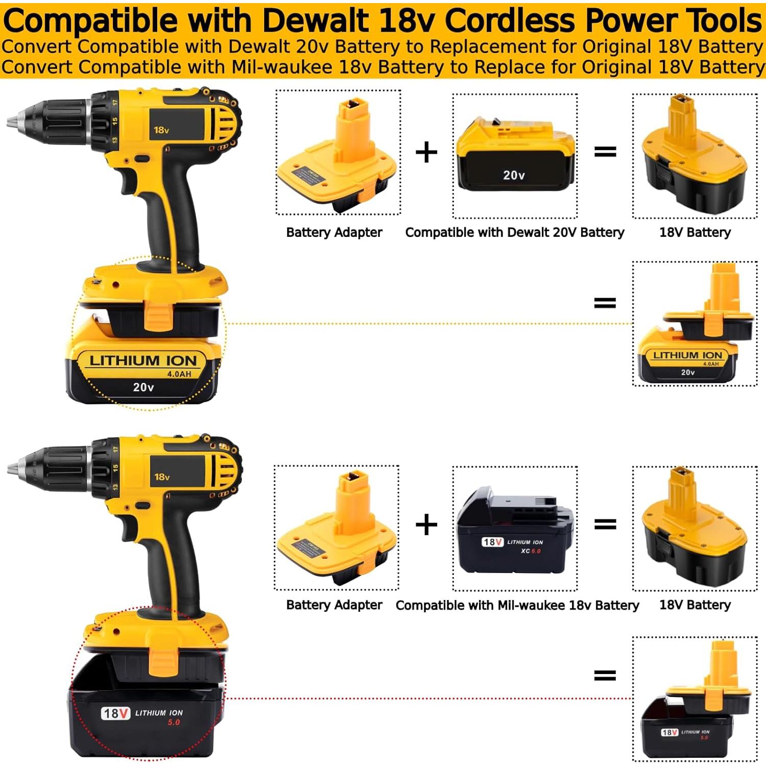 Adaptador de Batería DM18D Tulepowceeng para Dewalt 18V