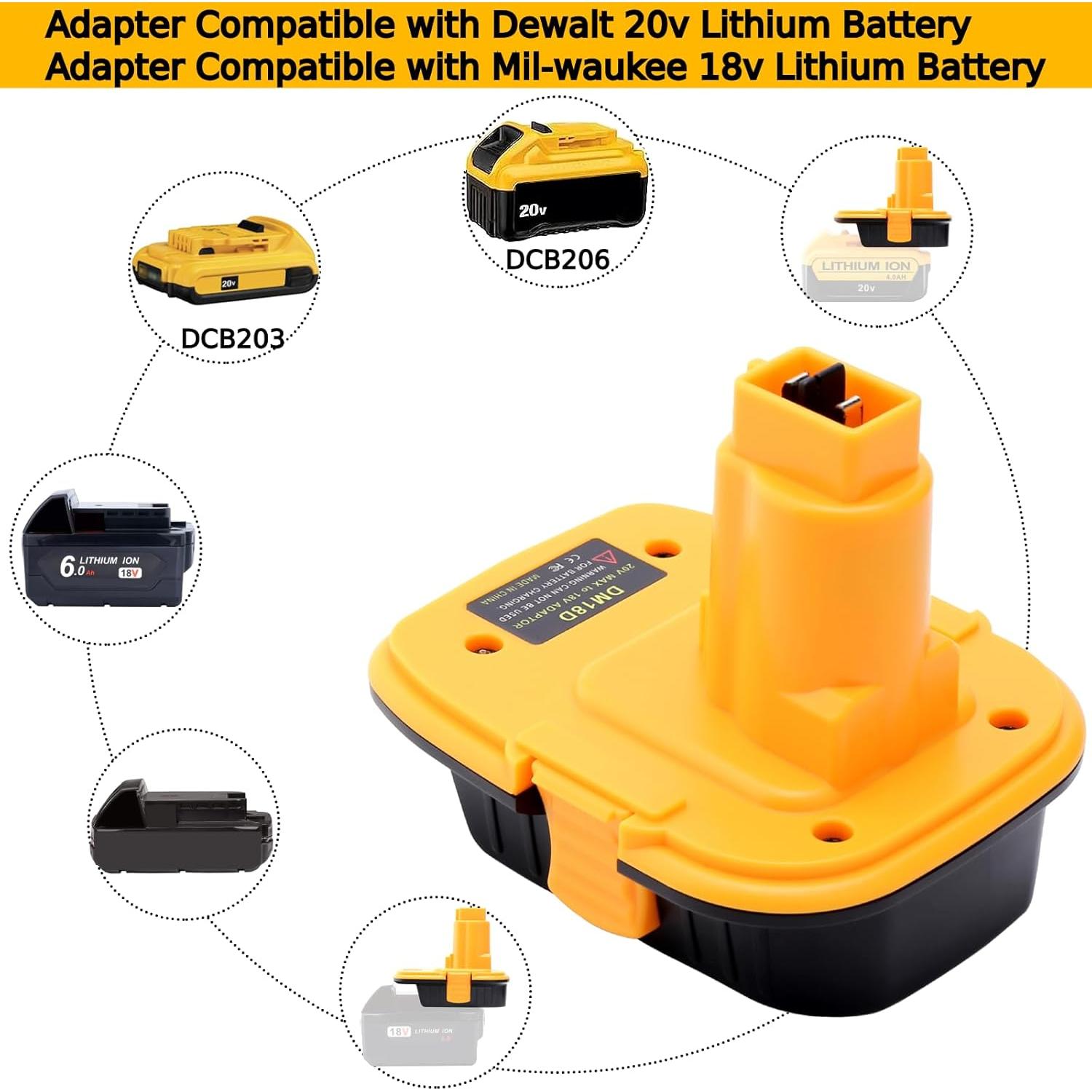 Adaptador de Batería DM18D Tulepowceeng para Dewalt 18V