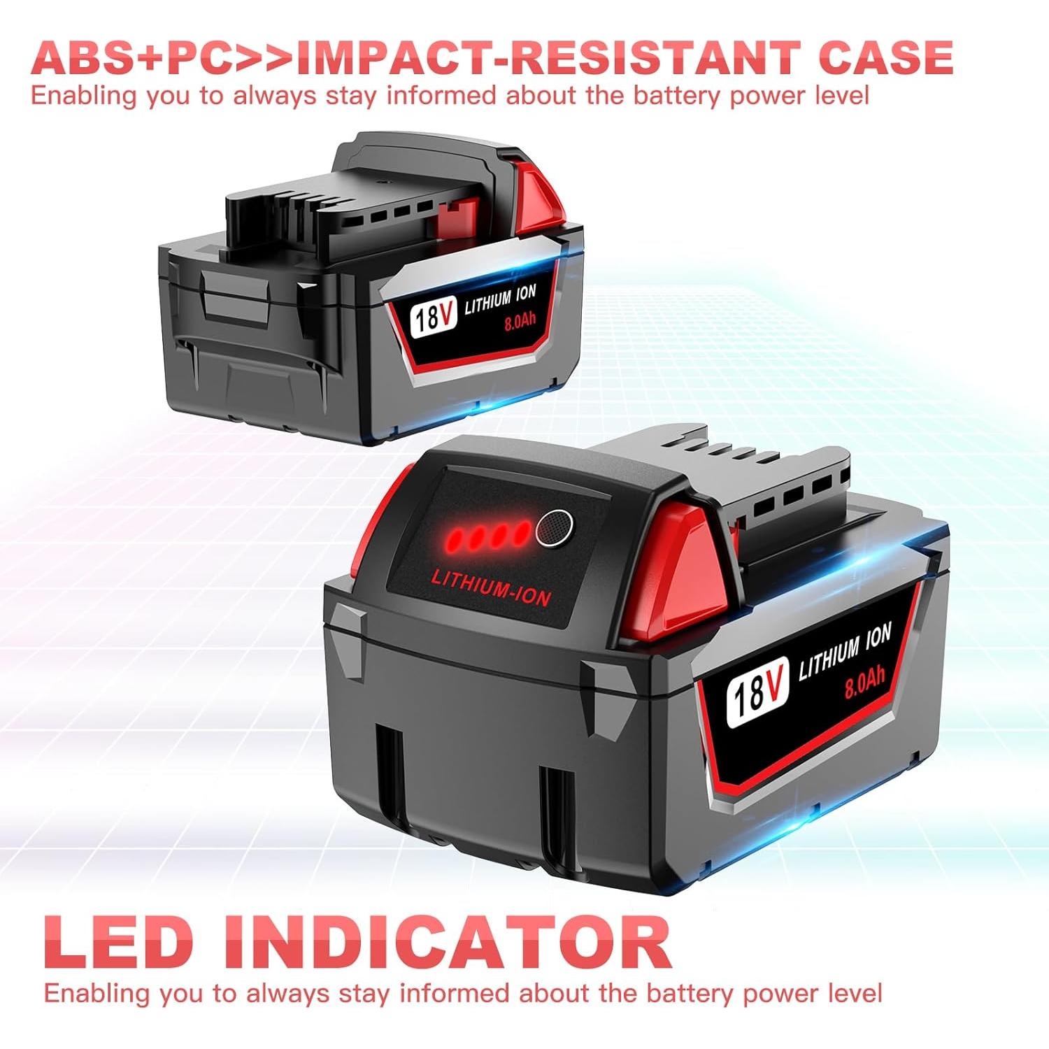 Paquete de 2 Baterías 8.0Ah Milwaukee 48-11-1860 18V