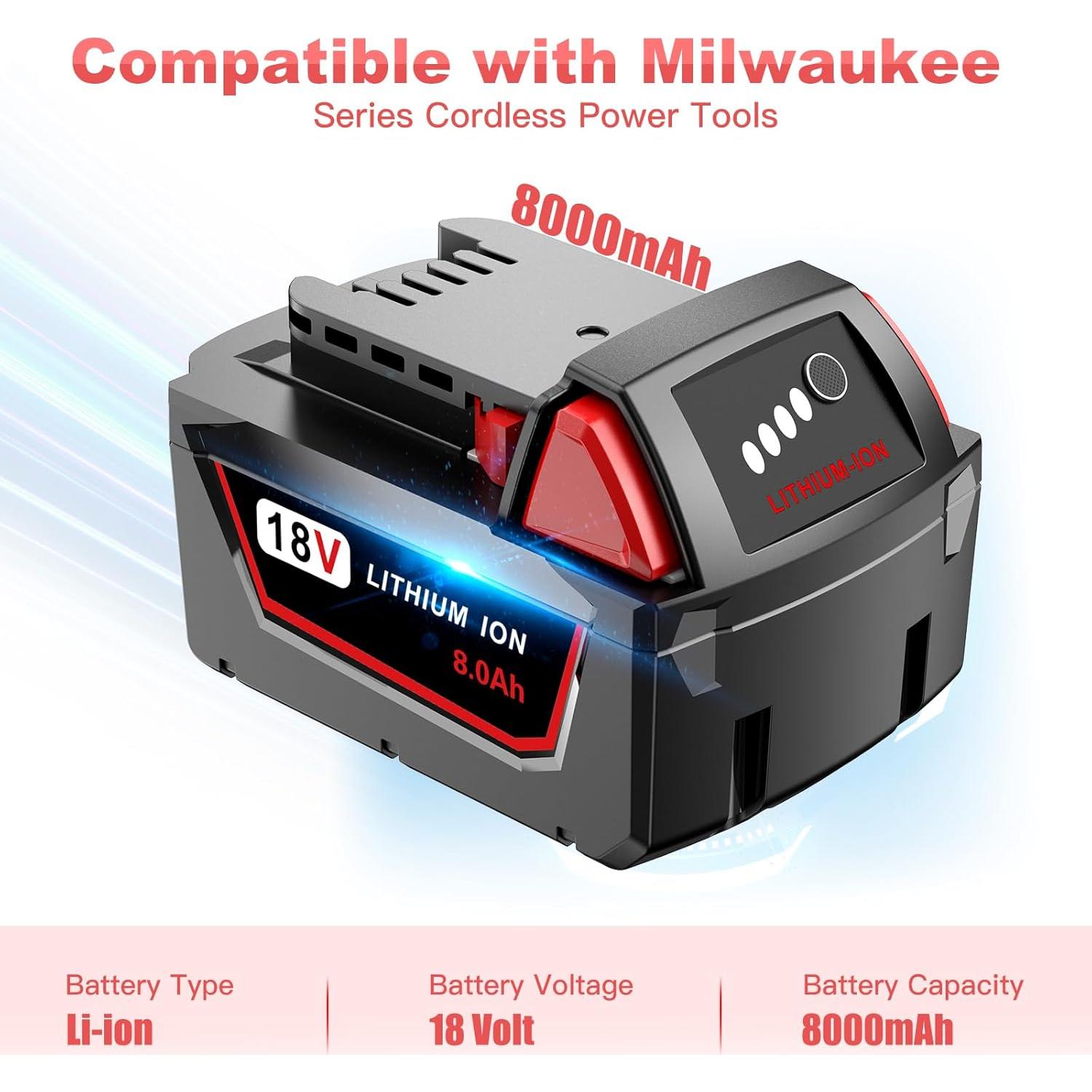Paquete de 2 Baterías 8.0Ah Milwaukee 48-11-1860 18V