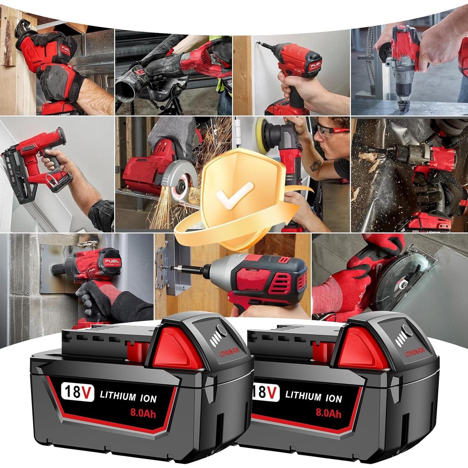 Paquete de 2 Baterías 8.0Ah Milwaukee 48-11-1860 18V