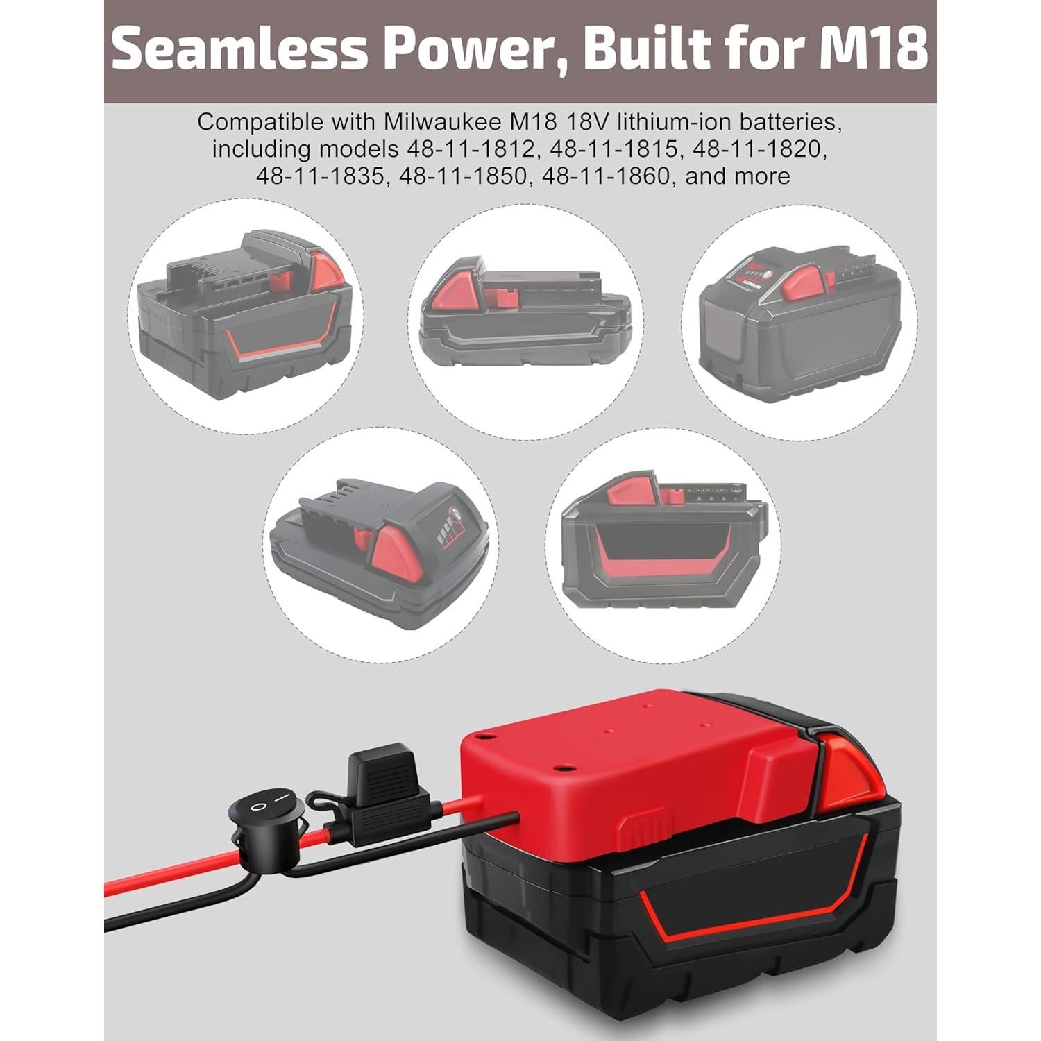 Kit Adaptador Batería 18V Milwaukee M18 2-Pack con Interruptor