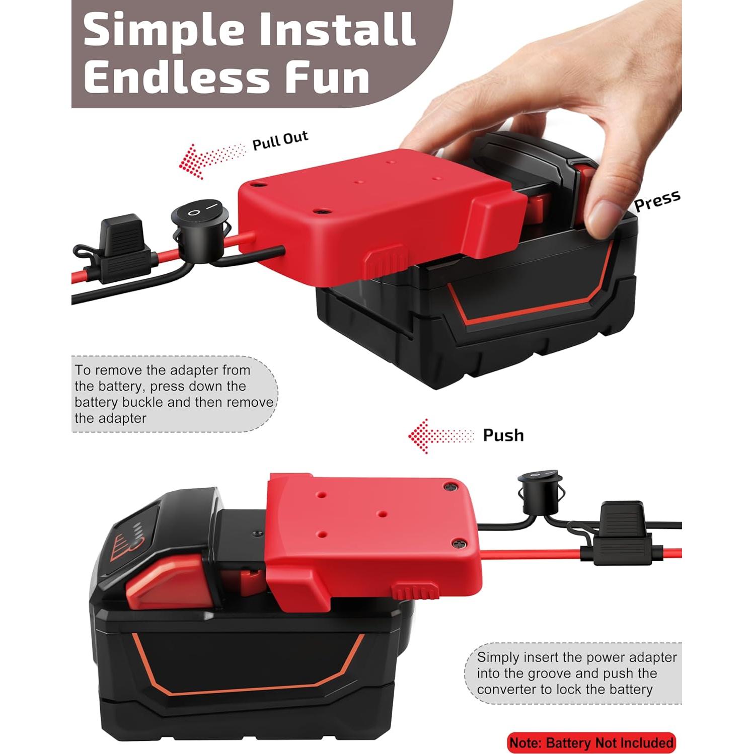 Kit Adaptador Batería 18V Milwaukee M18 2-Pack con Interruptor