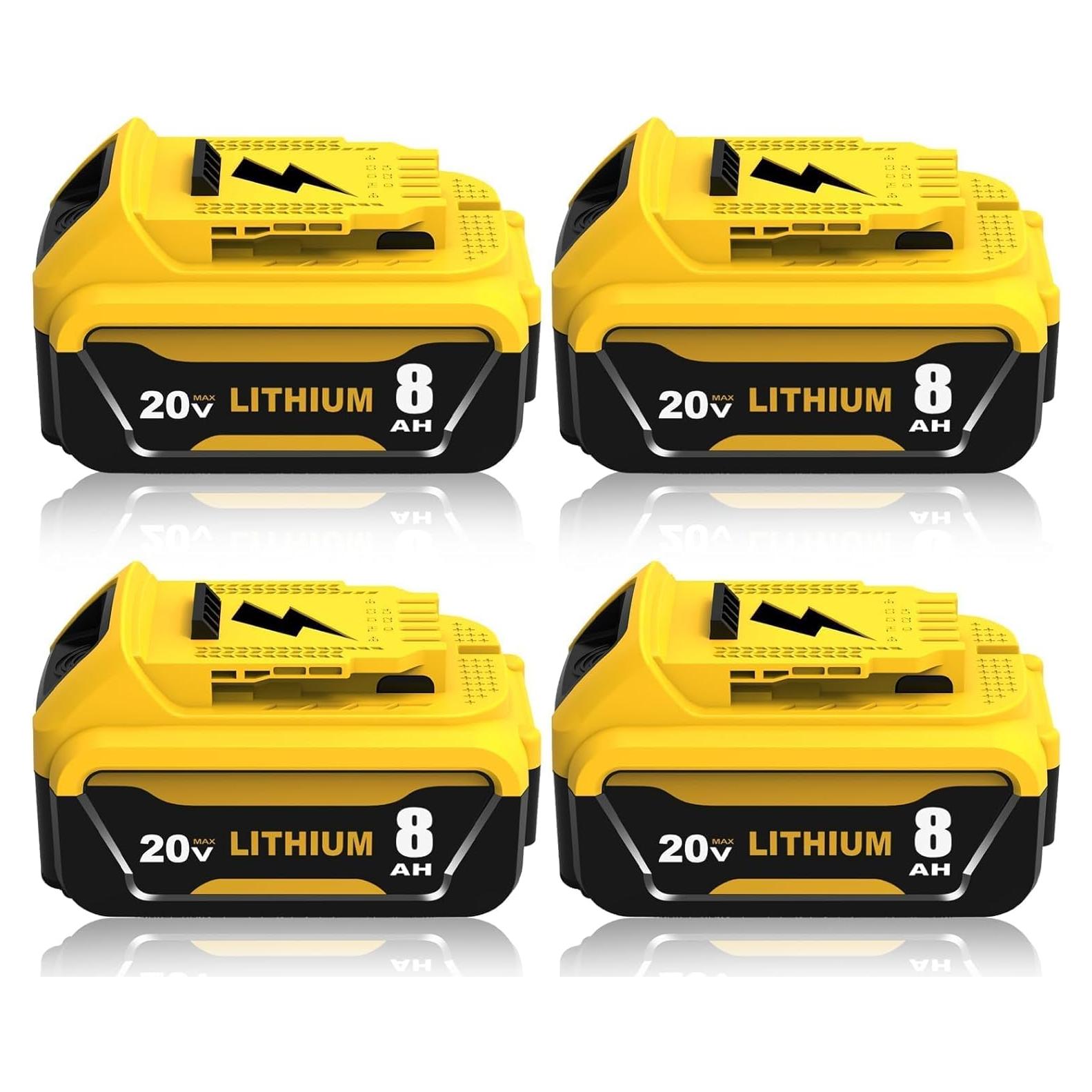 Paquete de 4 Baterías de Reemplazo 8000mAh Dewalt 20V Max