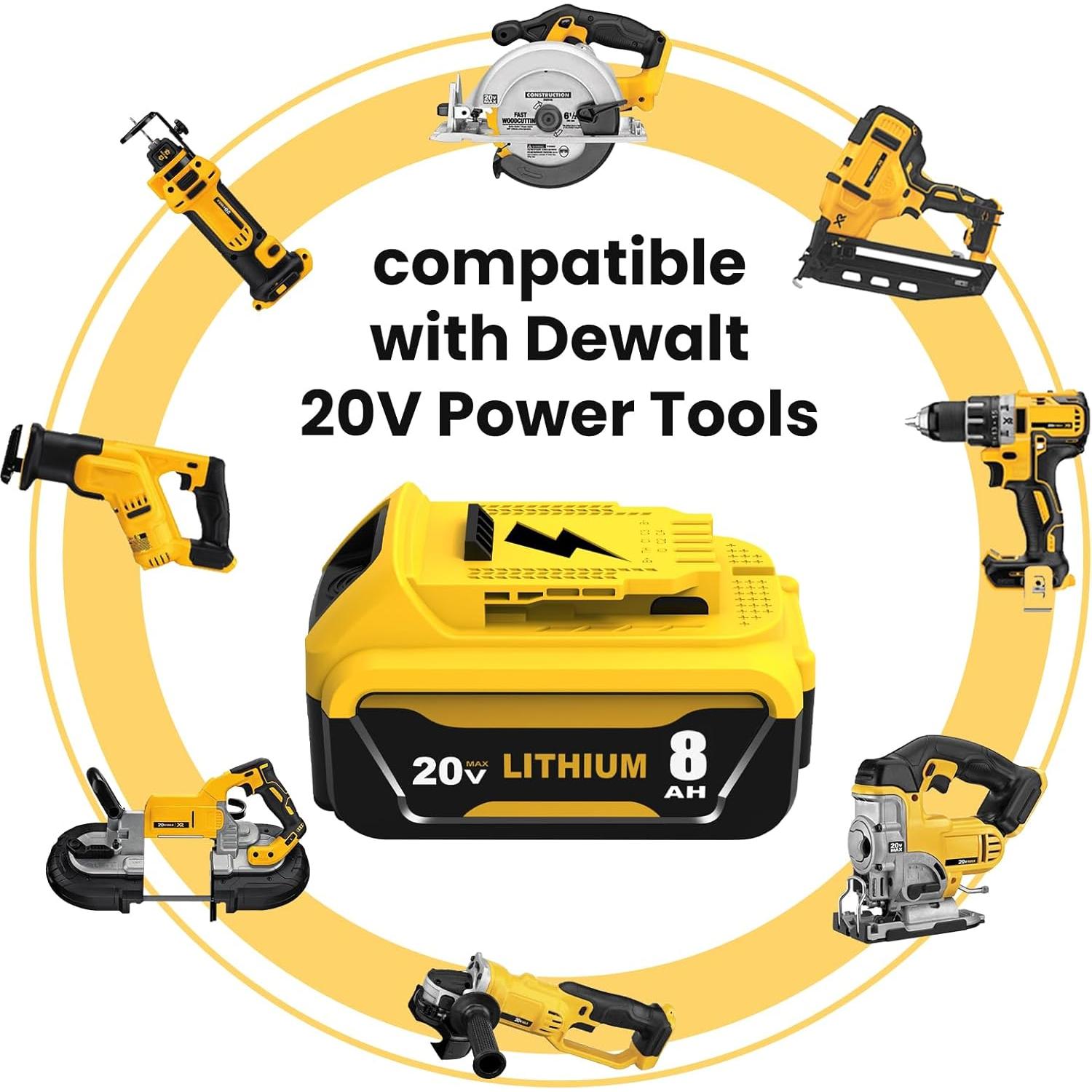 Paquete de 4 Baterías de Reemplazo 8000mAh Dewalt 20V Max