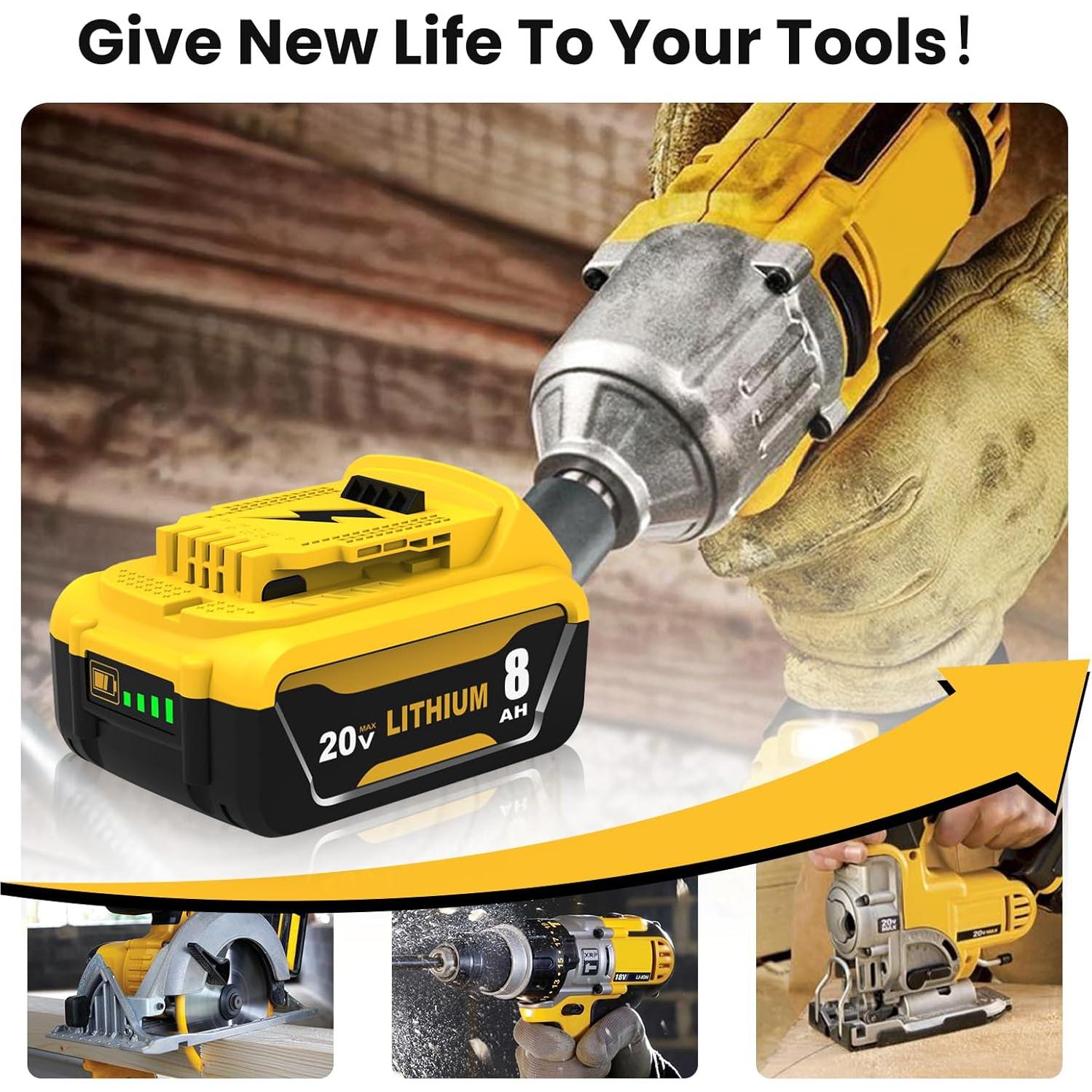 Paquete de 4 Baterías de Reemplazo 8000mAh Dewalt 20V Max