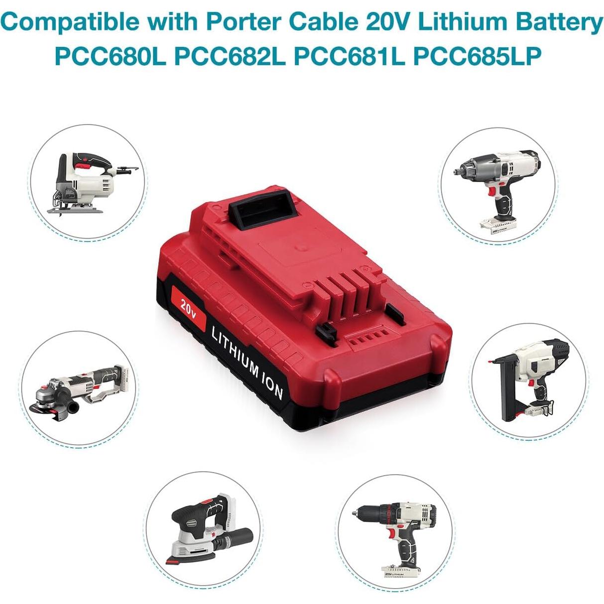 Paquete de 2 Baterías de Reemplazo 20V 3.0Ah Porter Cable