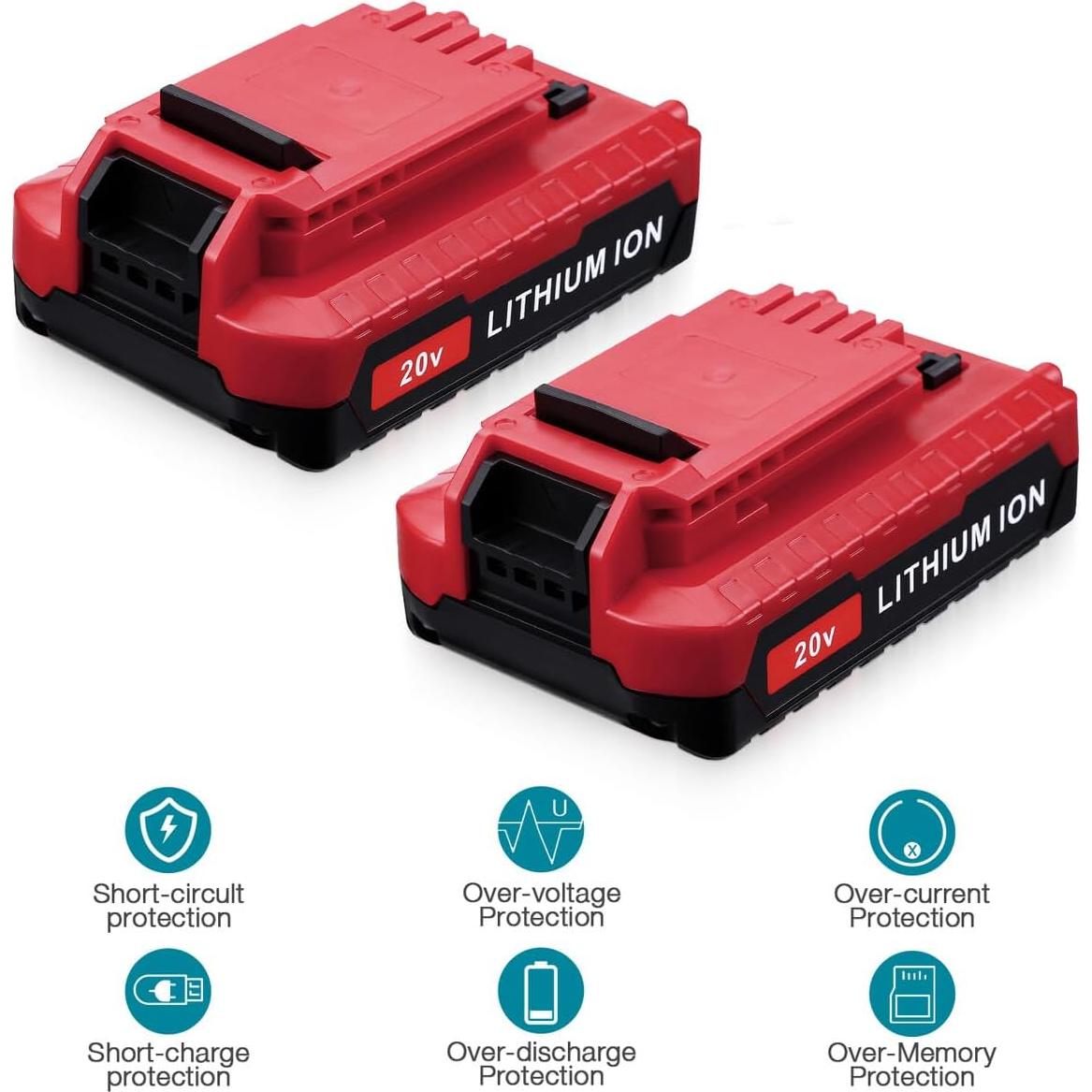 Paquete de 2 Baterías de Reemplazo 20V 3.0Ah Porter Cable