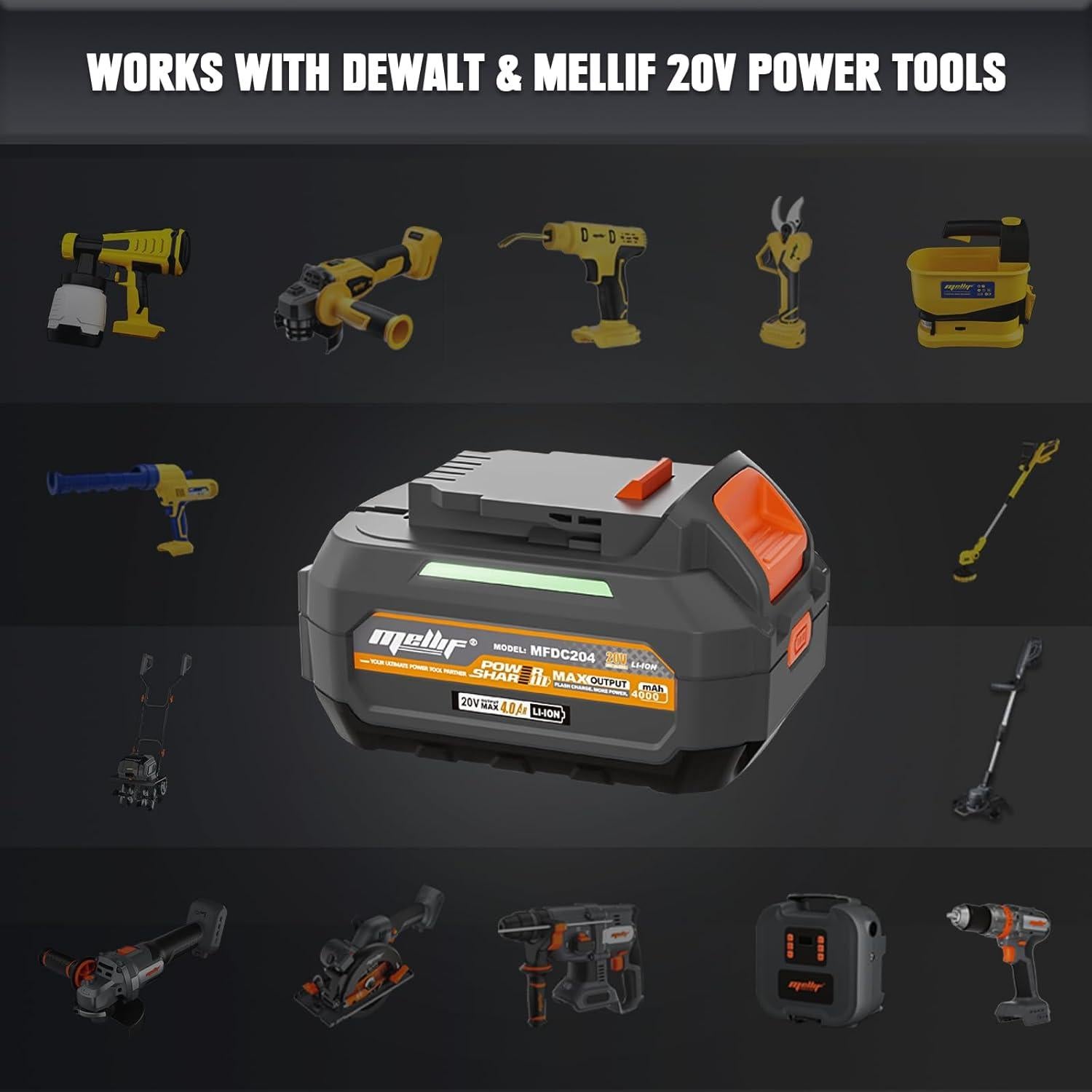 Batería Mellif 20V 4.0Ah y Cargador Rápido para DeWalt