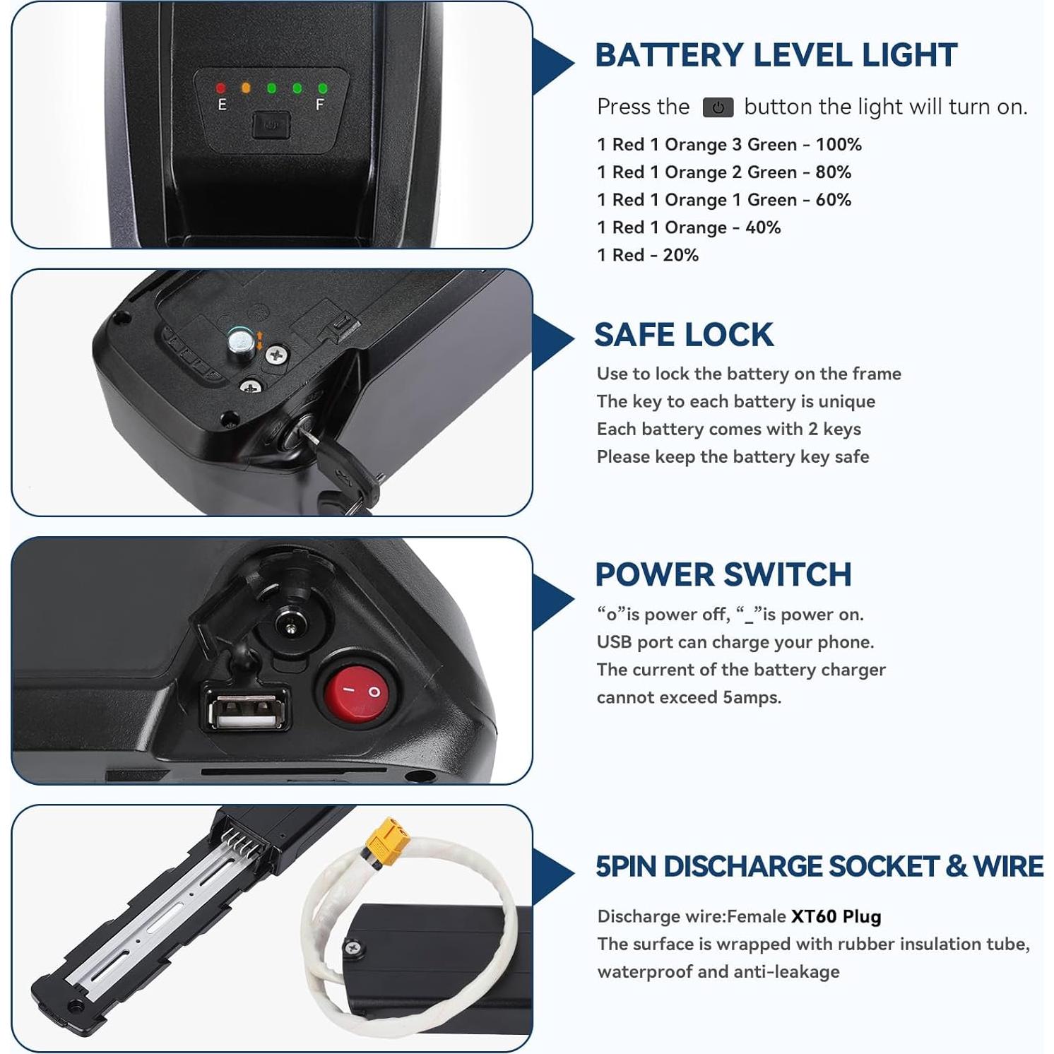 Batería de Litio 36V 10Ah LGECOLFP para Bicicleta Eléctrica