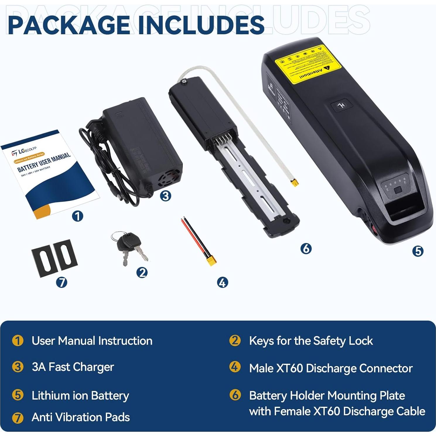 Batería de Litio 36V 10Ah LGECOLFP para Bicicleta Eléctrica
