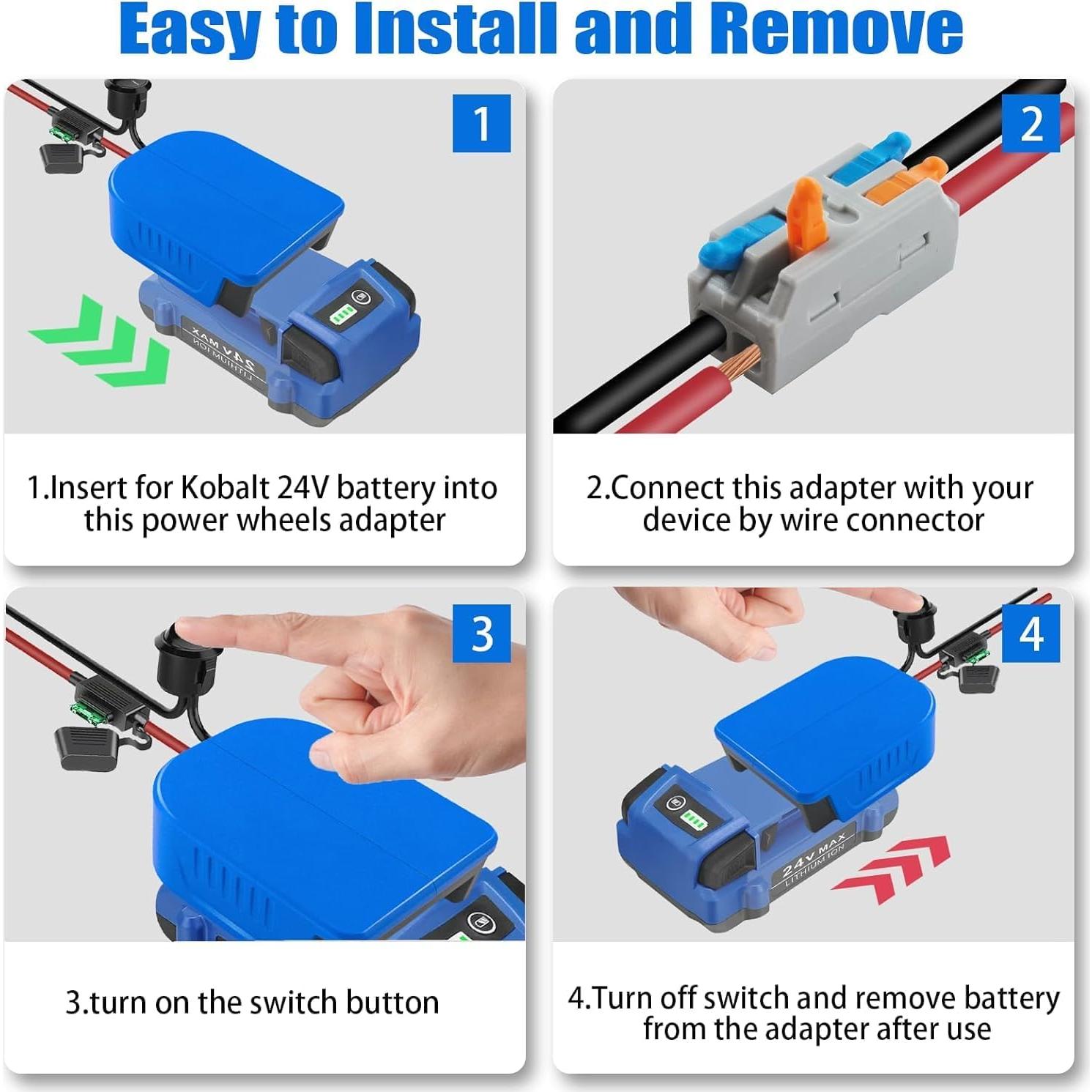 Adaptador de Rueda de Poder Kobalt 24V - 2 Paquetes con Fusibles