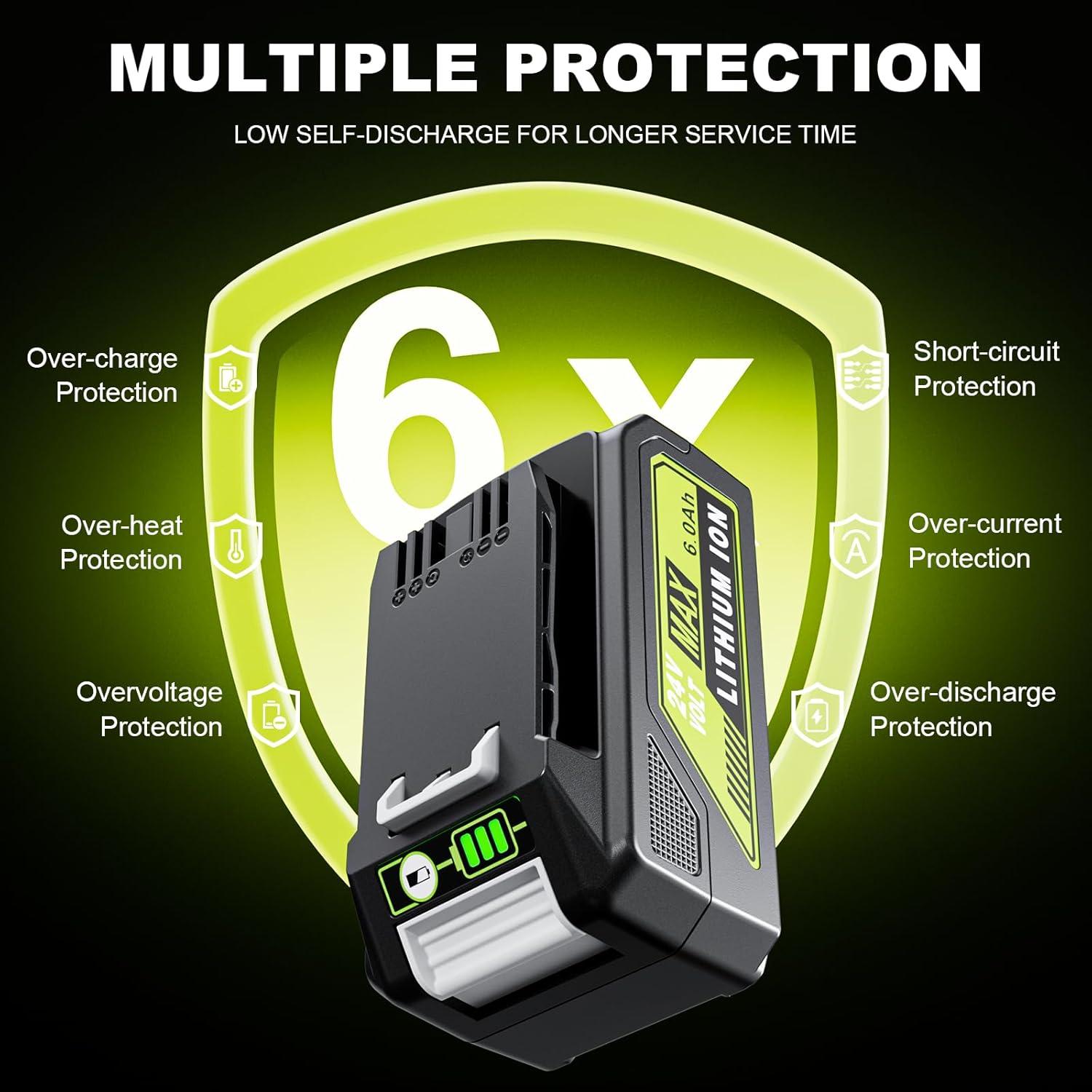 Batería de Reemplazo 6.0Ah 24V Greenworks - 4 Paquetes