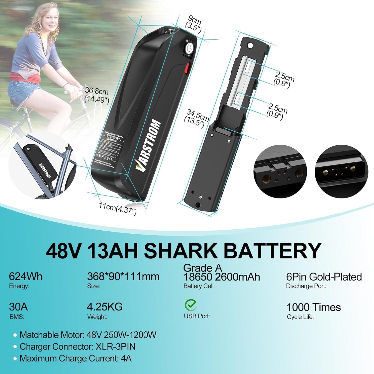 Batería de Ebike Varstrom 48V 13Ah para Kit de Bicicleta Eléctrica