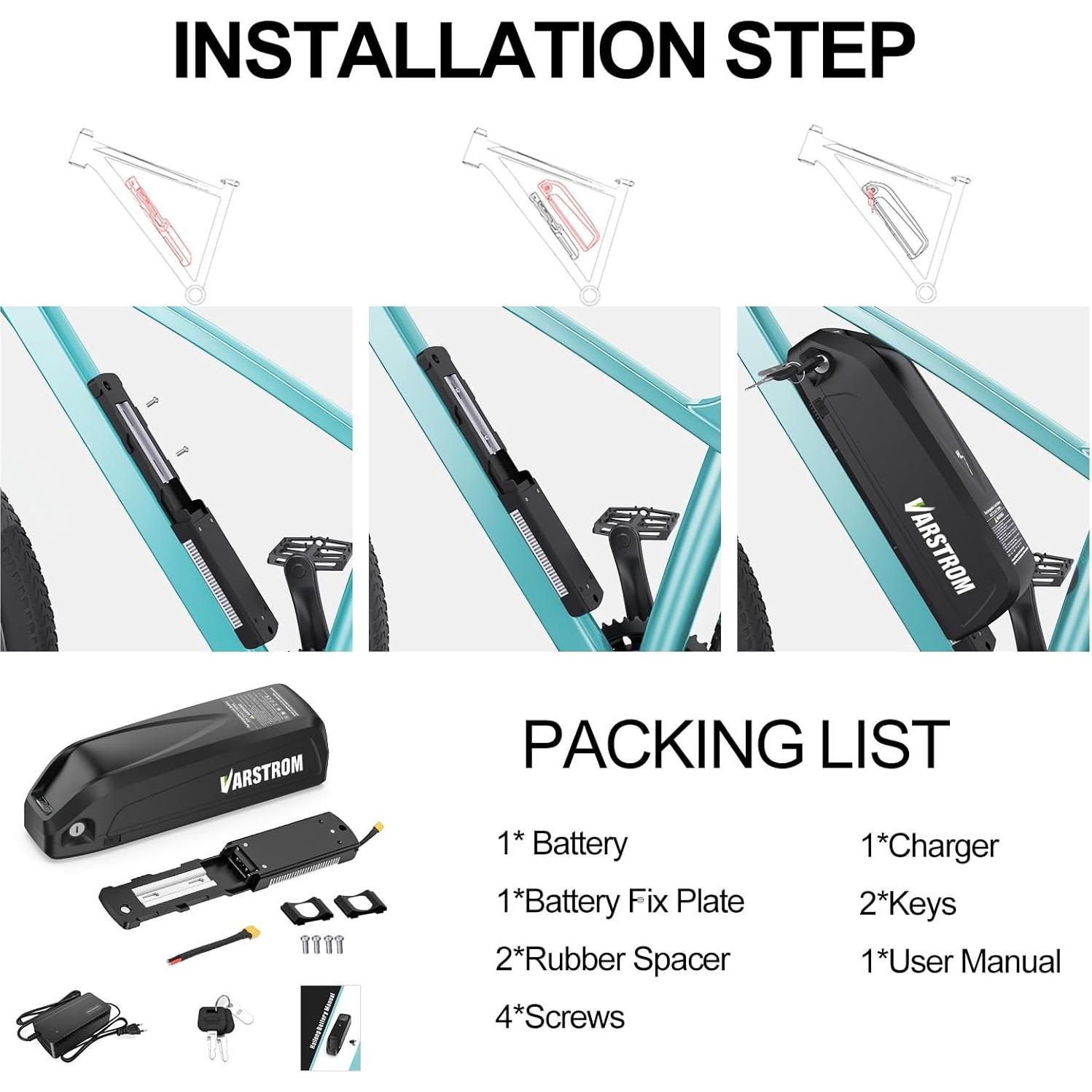 Batería de Ebike Varstrom 48V 13Ah para Kit de Bicicleta Eléctrica