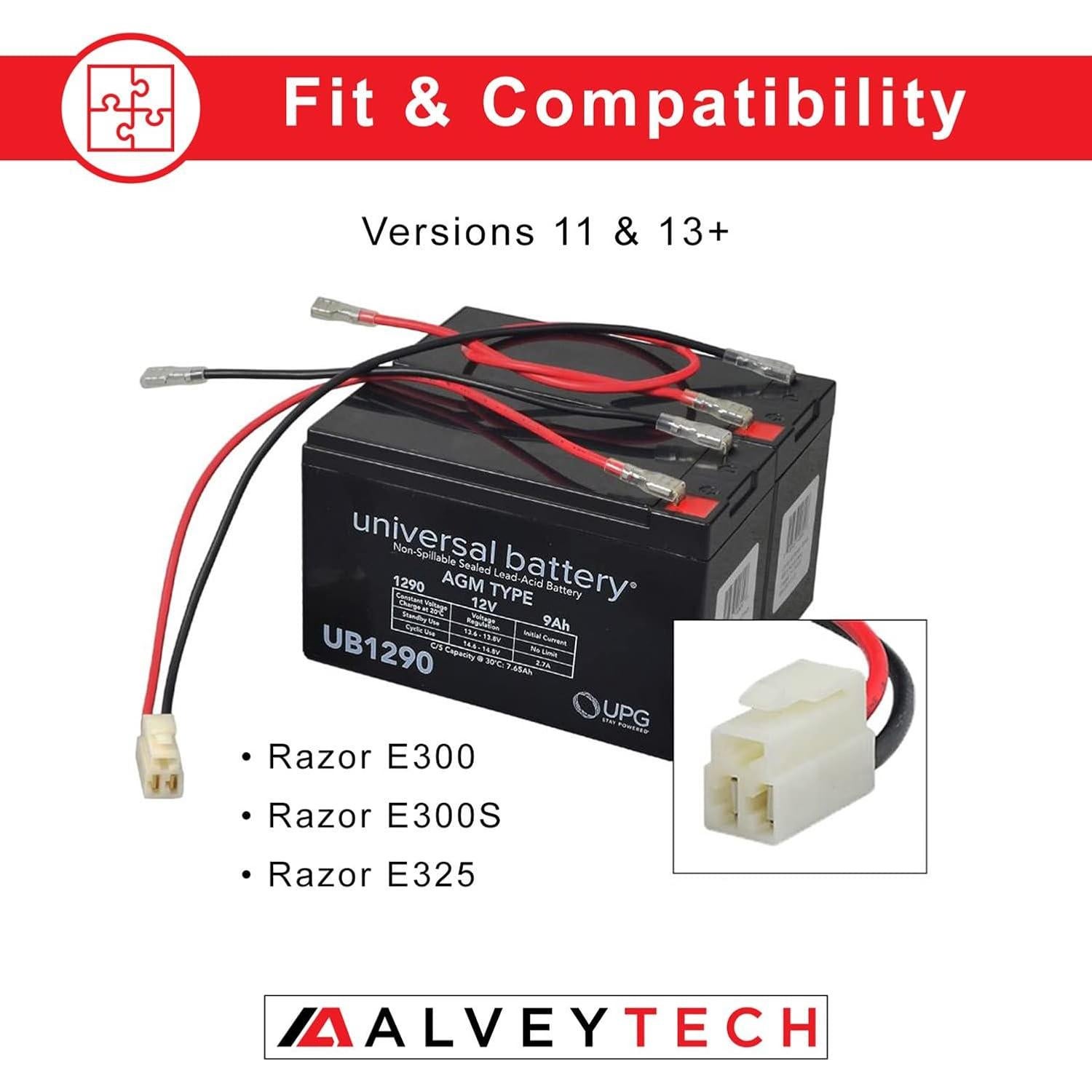 Batería AlveyTech 24V 9Ah para Scooter Razor E300/E325