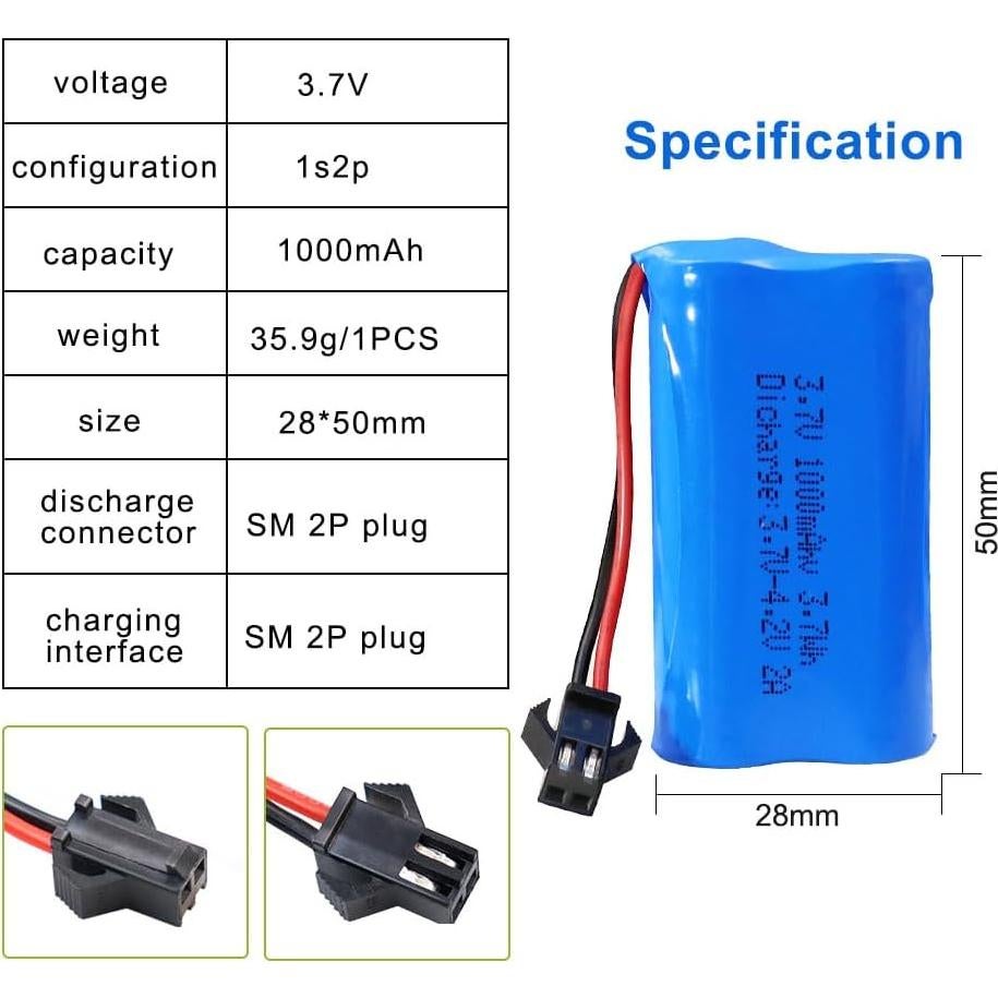 Paquete de 2 Baterías Recargables KBT 3.7V 1000mAh SM-2P
