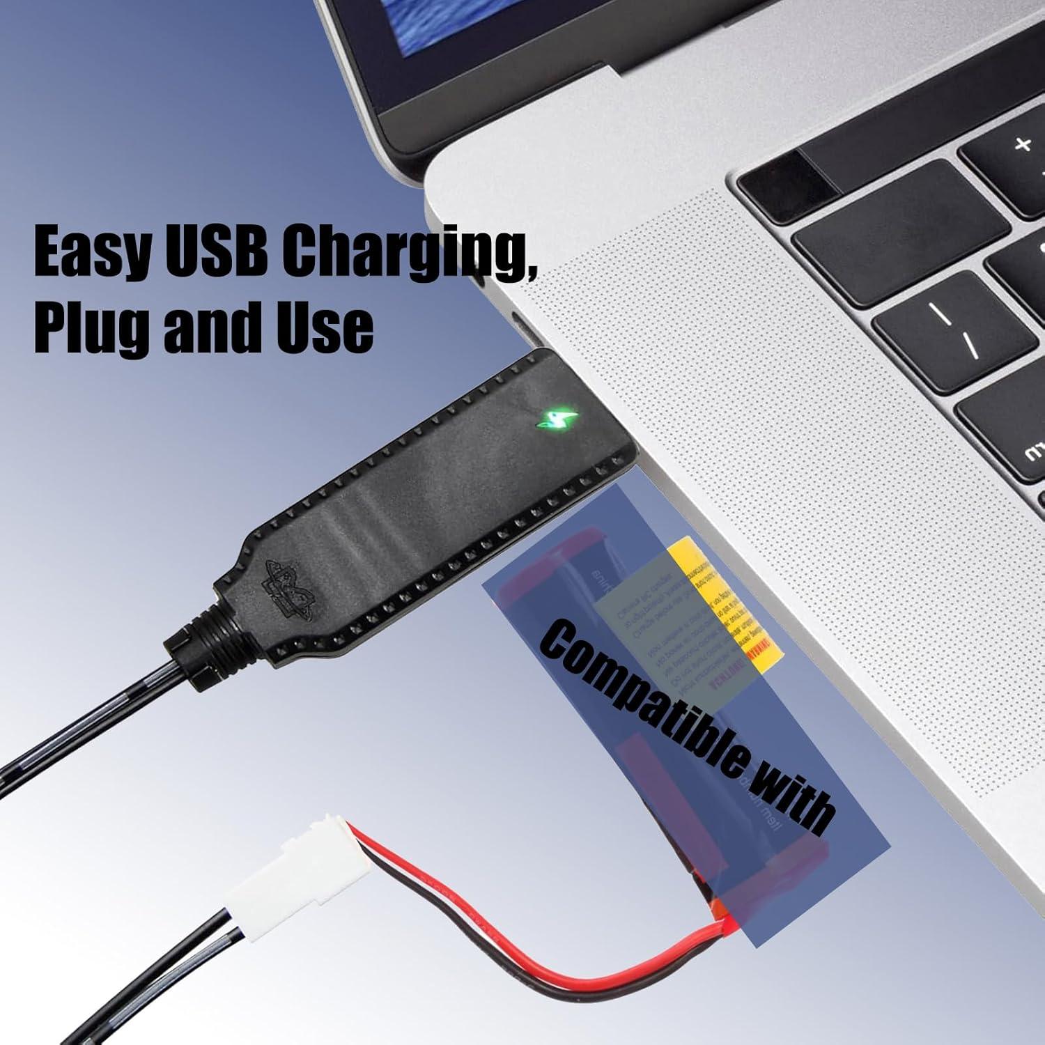 Cable de Carga USB para Coches RC AZJCKEW 2FT 3.7V LED
