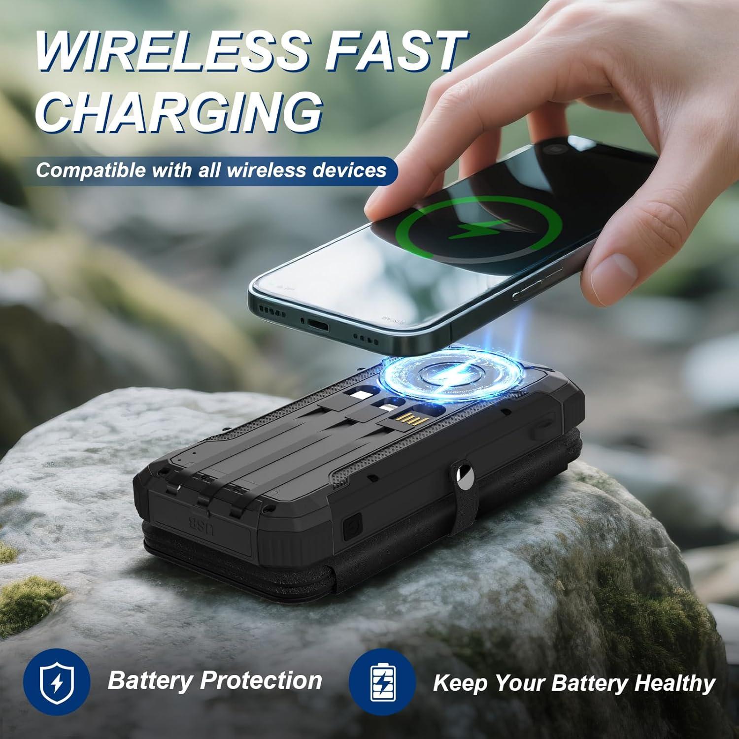 Cargador Portátil Solar 20000mAh Saraupup con Carga Inalámbrica