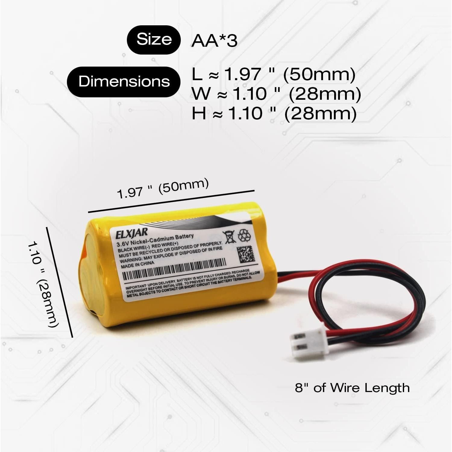 Baterías Recargables Ni-CD 3.6V 800mAh elxjar - Paquete de 5