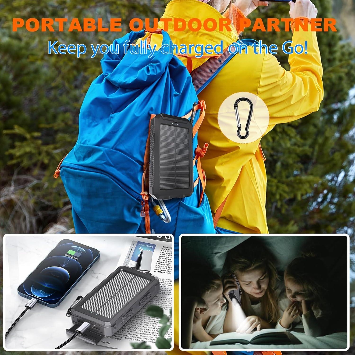 Cargador Solar Portátil KEPSWIN 20,000mAh con Linterna LED