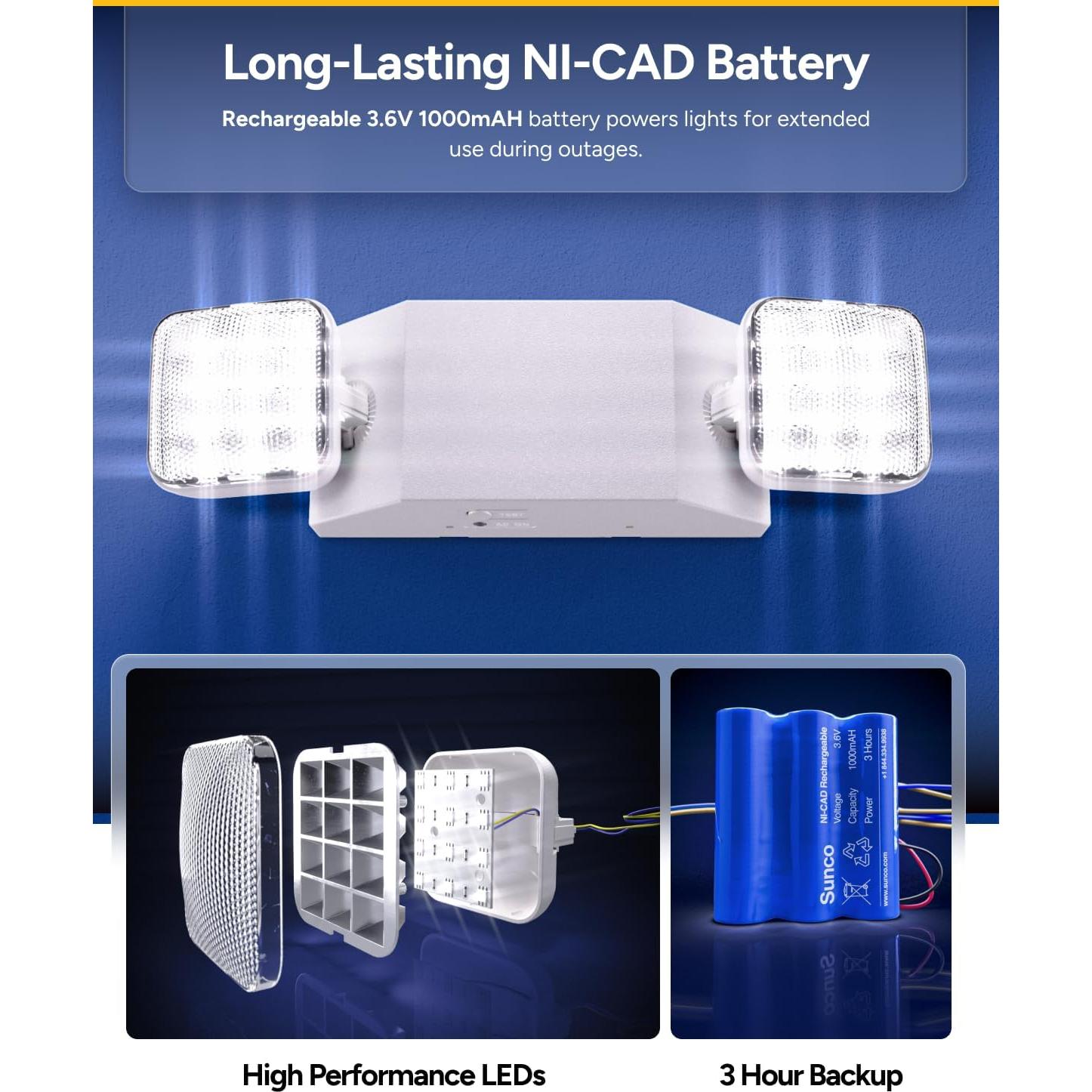 Luces de Emergencia LED Sunco 6 Paquete 90 Minutos 120-277V