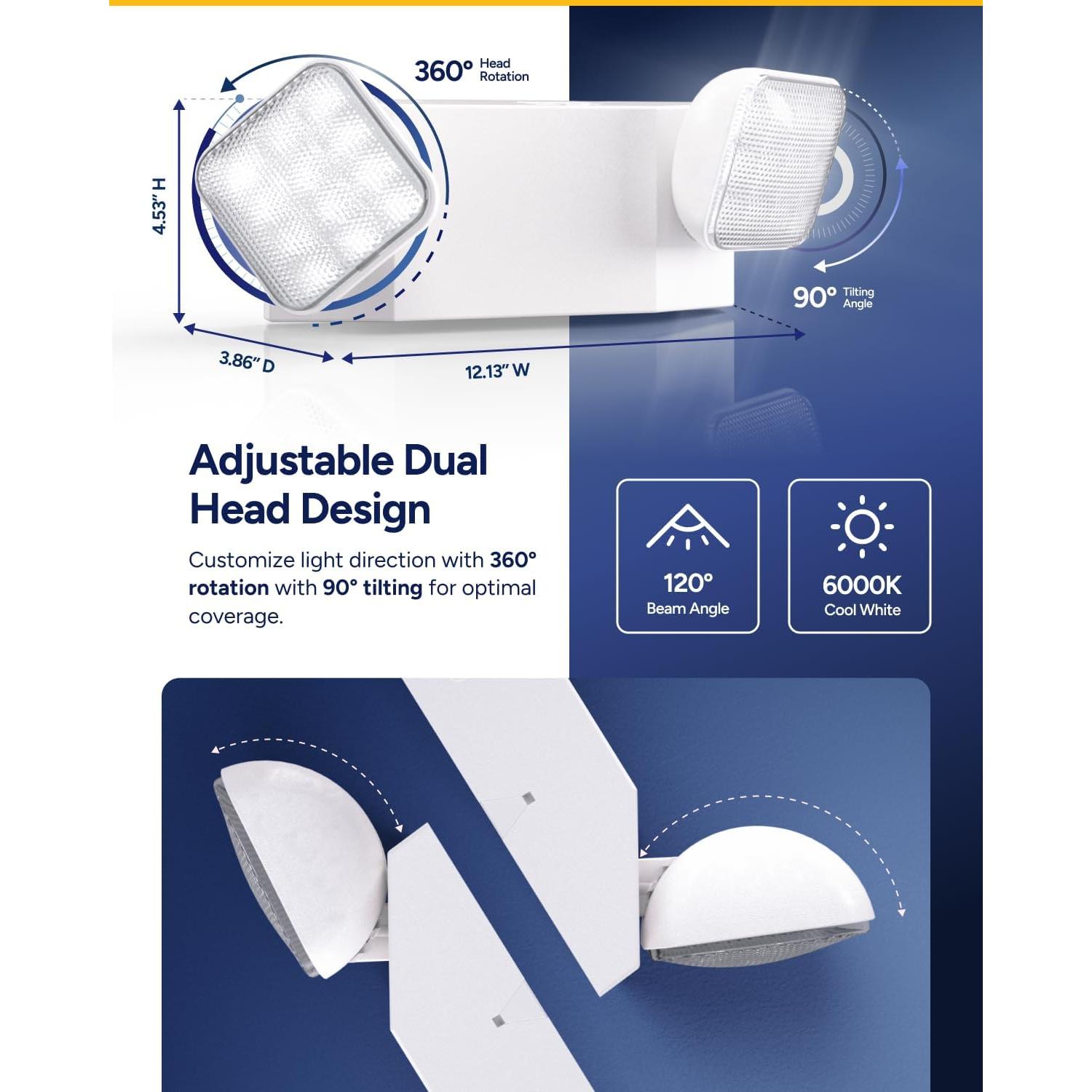 Luces de Emergencia LED Sunco 6 Paquete 90 Minutos 120-277V