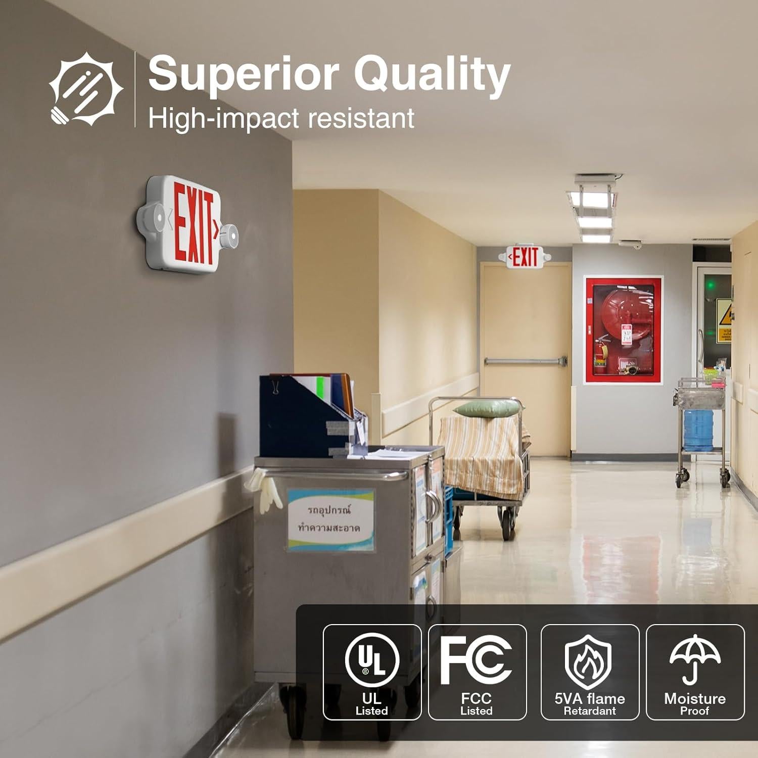 Señal de Salida Doble Cara FREELICHT con Luz de Emergencia