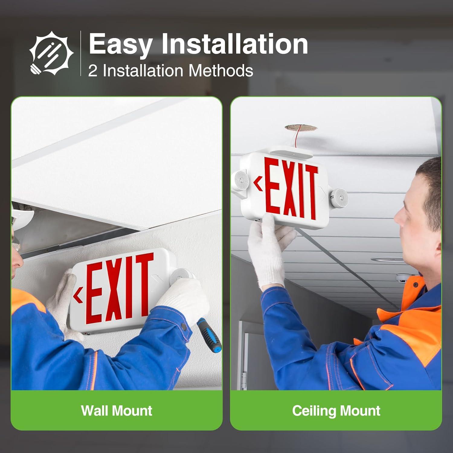 Señal de Salida Doble Cara FREELICHT con Luz de Emergencia