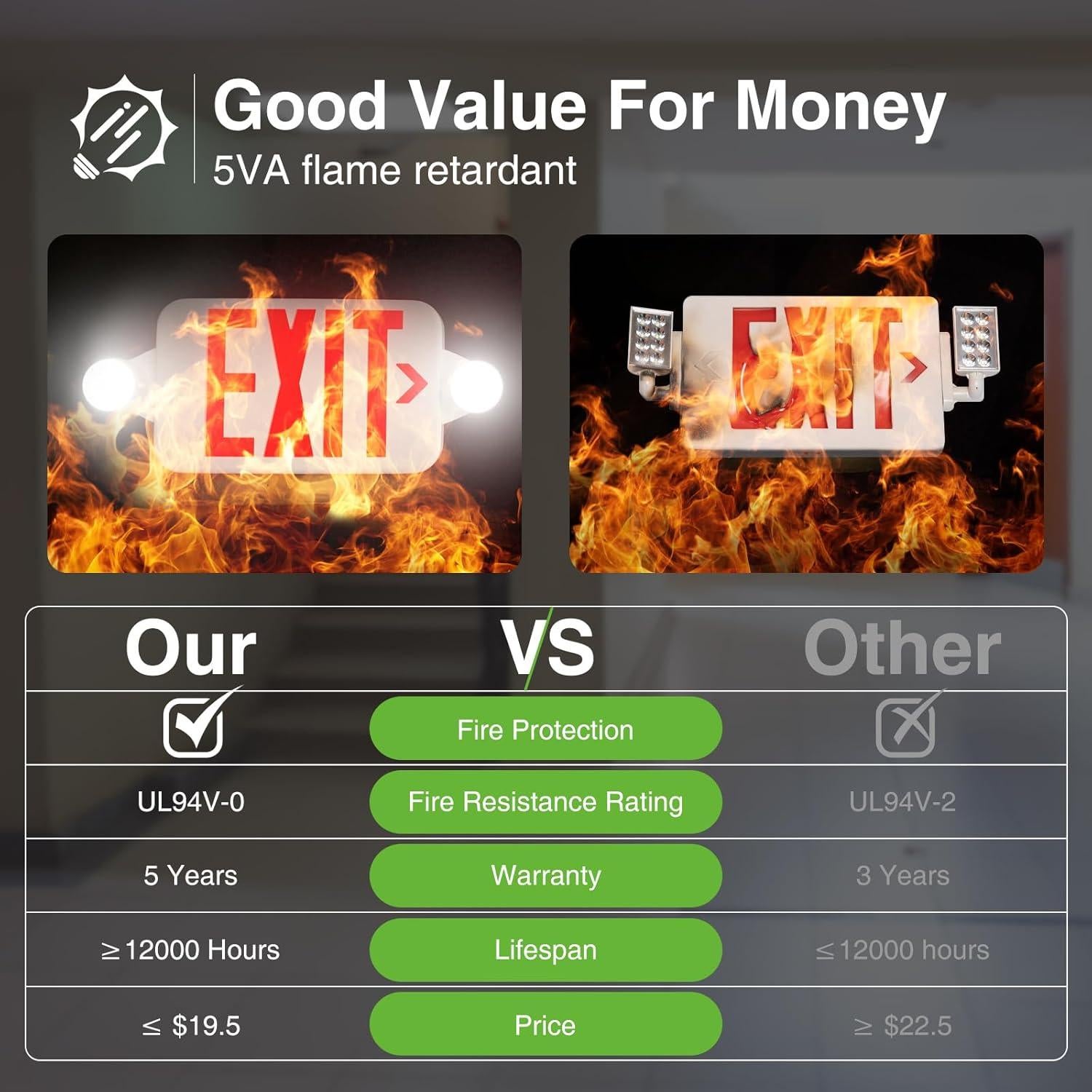 Señal de Salida Doble Cara FREELICHT con Luz de Emergencia