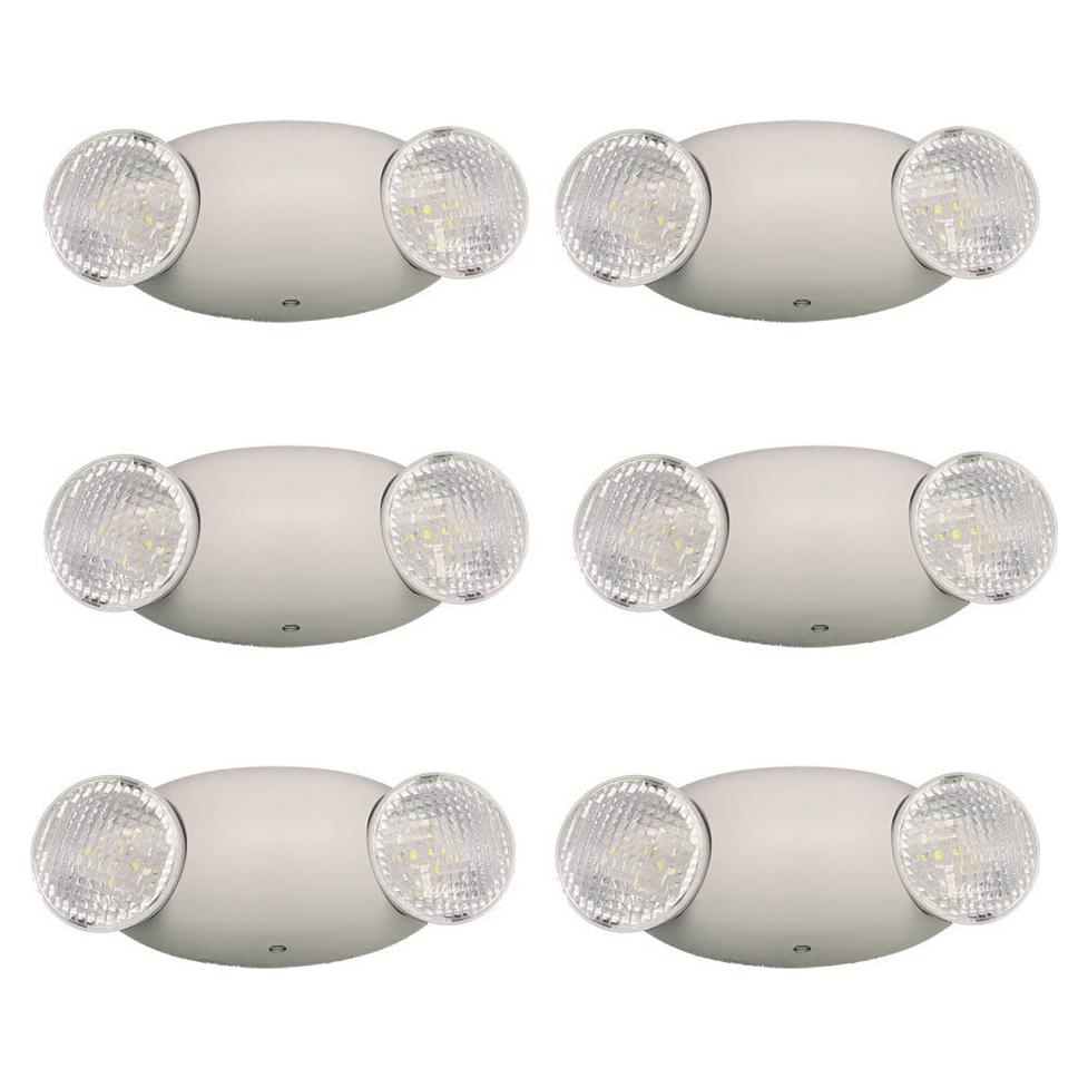 Luz de Emergencia LED Amazon Basics, Paquete de 6, Doble Cabeza