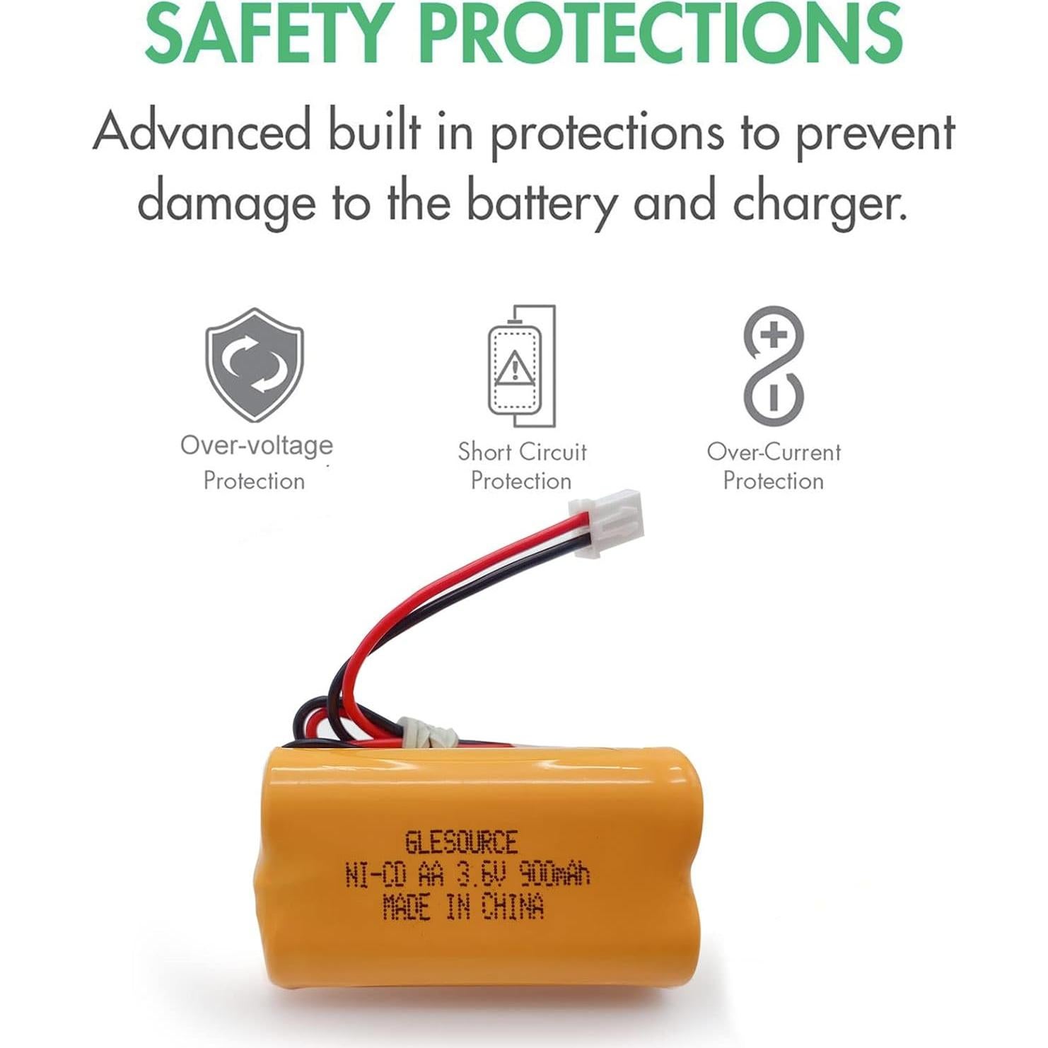 Batería de Reemplazo Ni-Cd 3.6V 900mAh GLESOURCE 10PCS