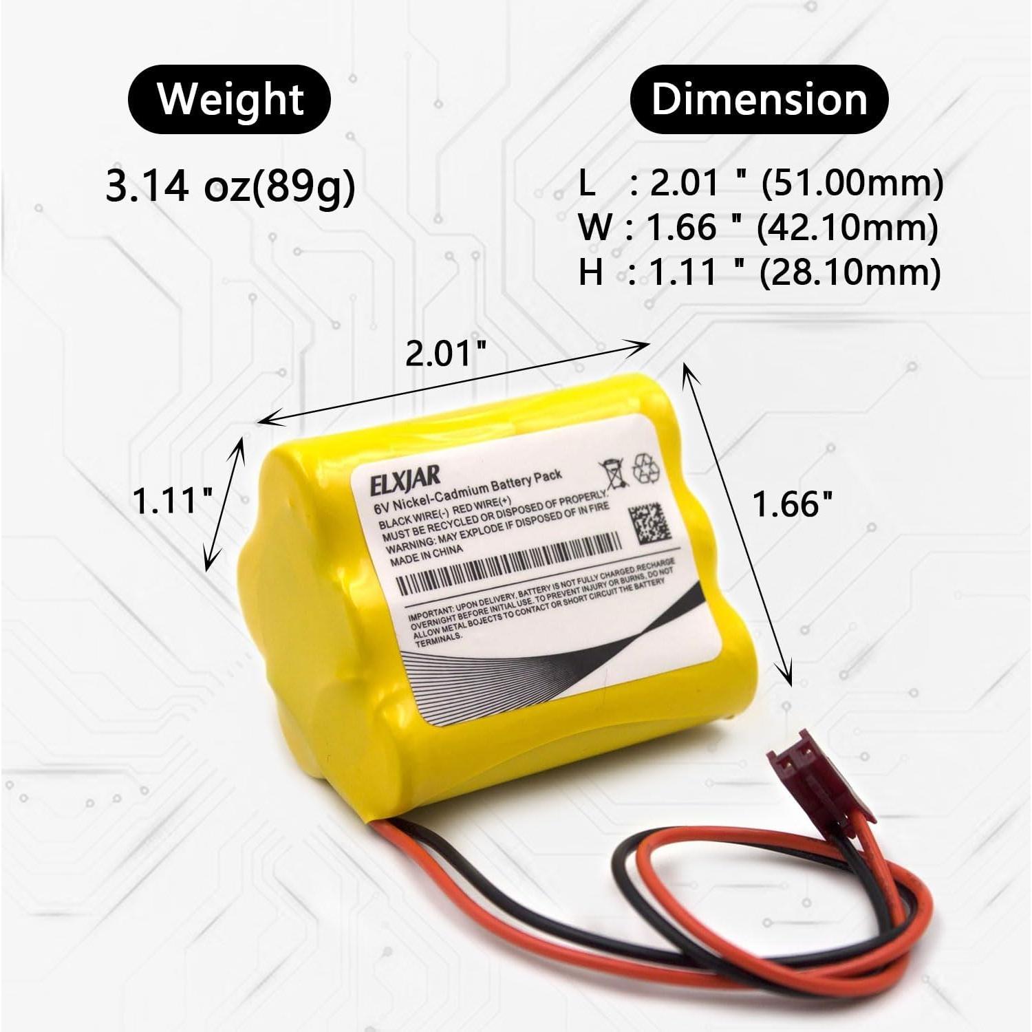 Paquete de 5 Baterías Ni-Cd 6V AA 600mAh elxjar para Emergencia