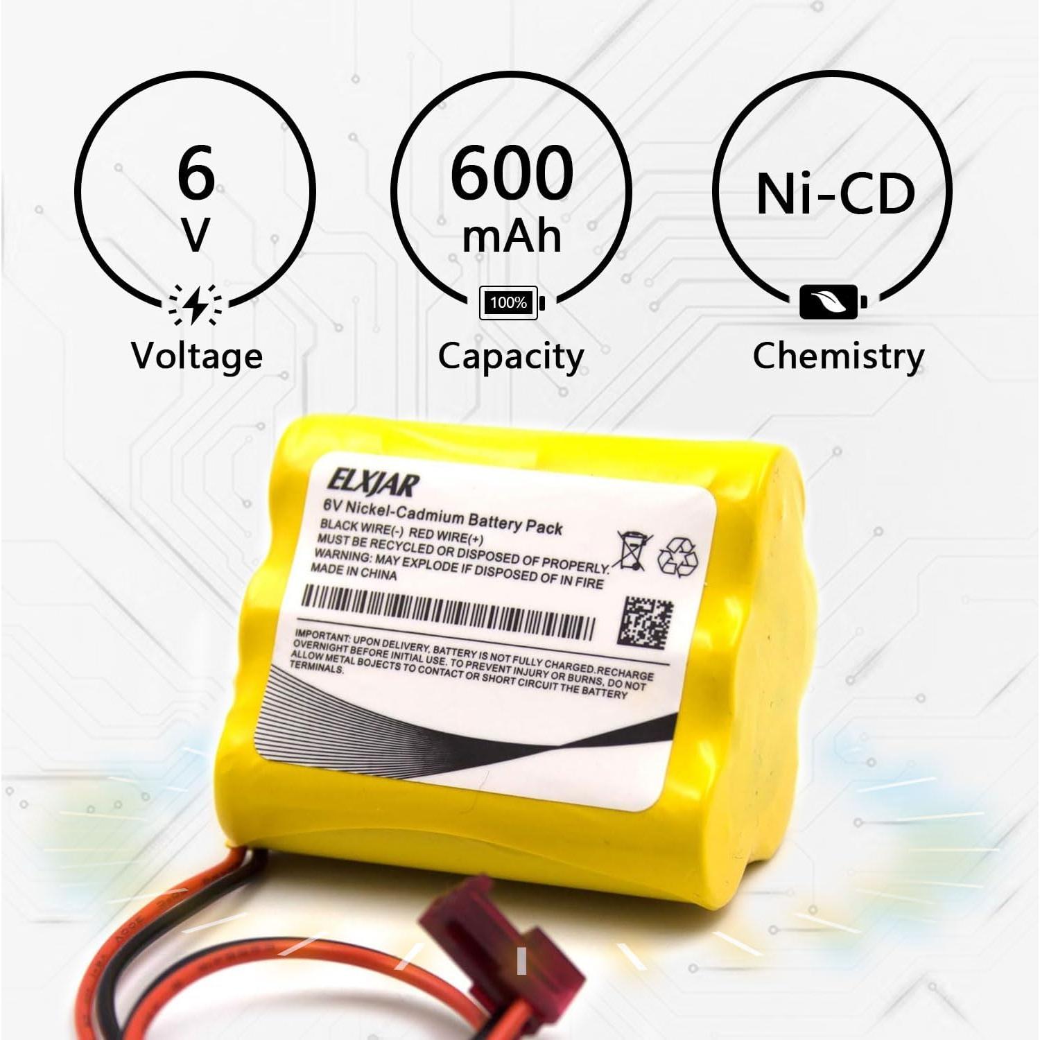 Paquete de 5 Baterías Ni-Cd 6V AA 600mAh elxjar para Emergencia