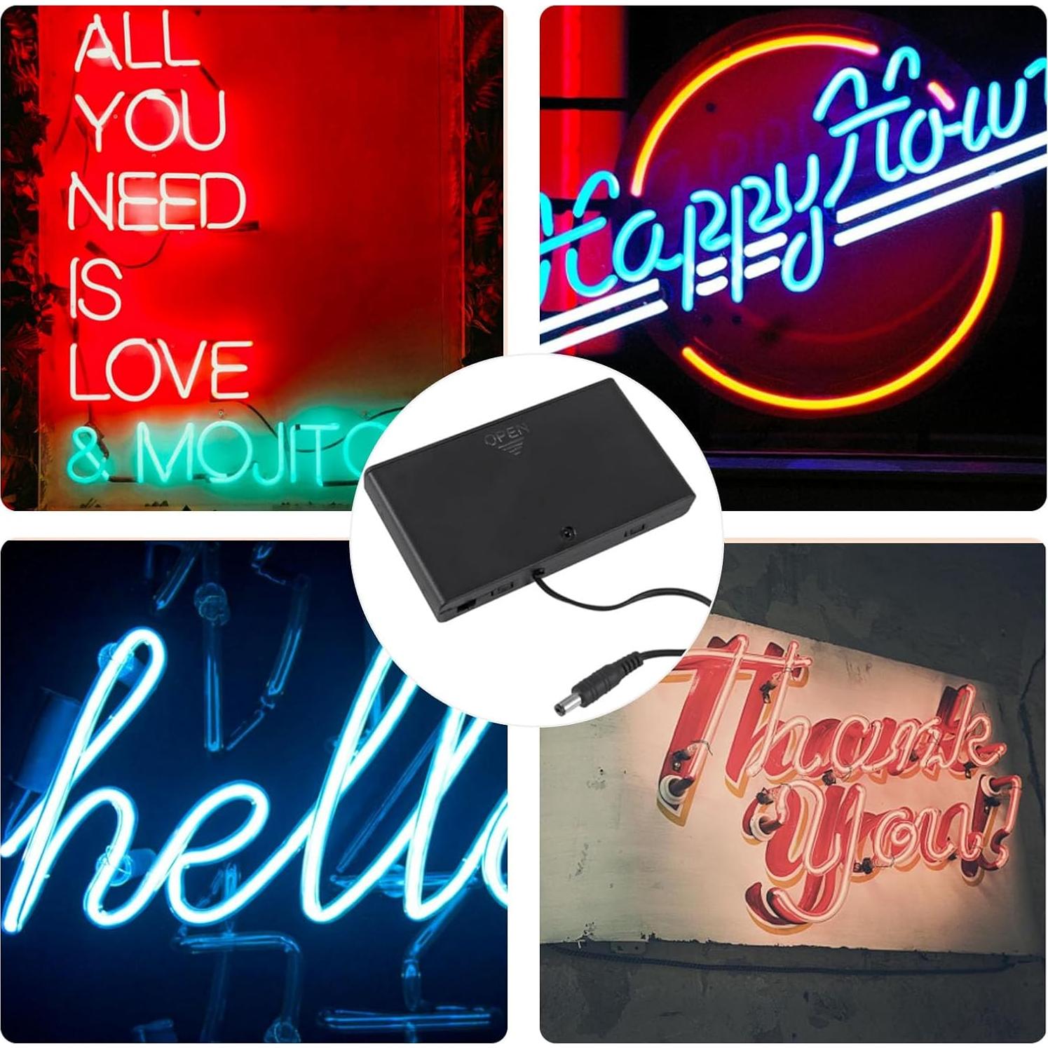 Paquete de Batería LED Neón 12V 2 Piezas con Soporte 8-AA