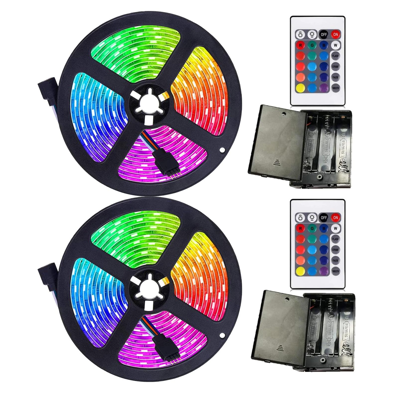 Luces de tira LED a pilas Baoyuteda 2x2m RGB con control remoto