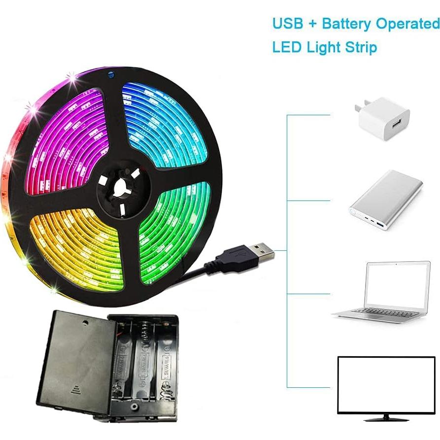 Luces de tira LED a pilas Baoyuteda 2x2m RGB con control remoto