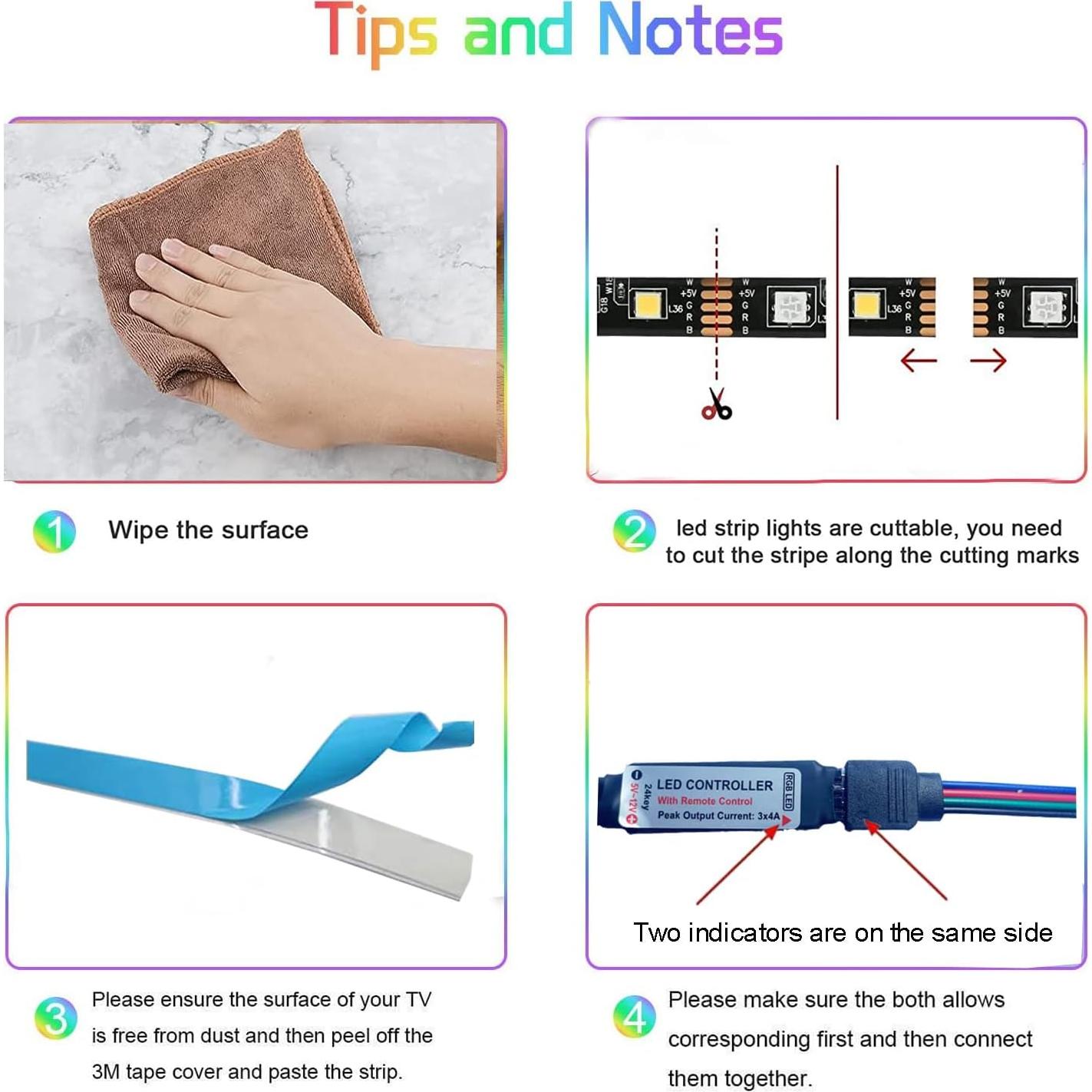 Luces de tira LED a pilas Baoyuteda 2x2m RGB con control remoto