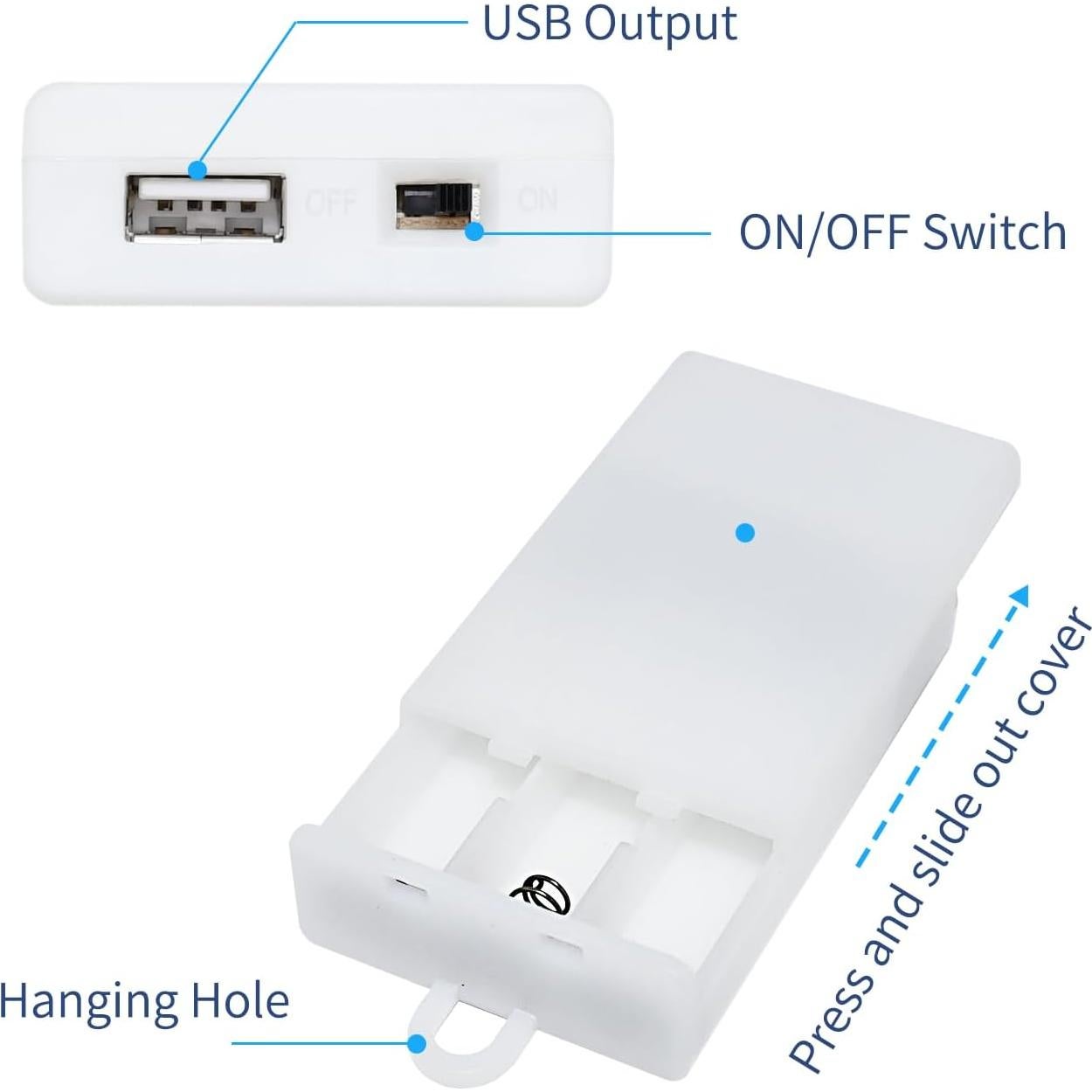 Caja de Batería para 3 Pilas AA YOLIGHT con USB 4.5V