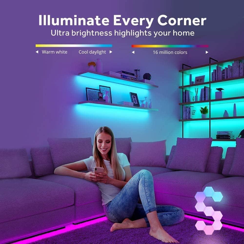 Luces de tira LED a pilas RGB 20" 4 paquetes APP control remoto